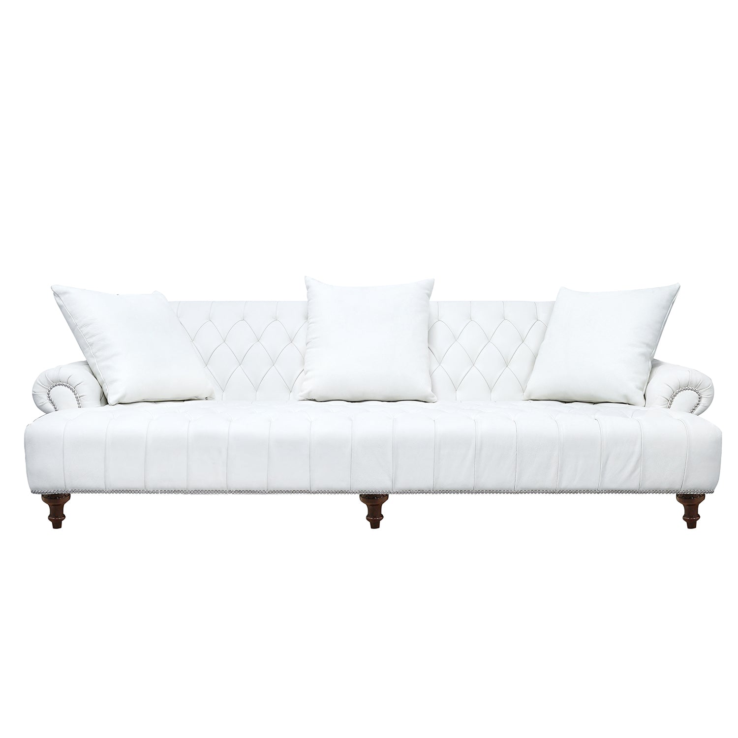 Henry Lear Leather Sofa Pearl Front Pillows