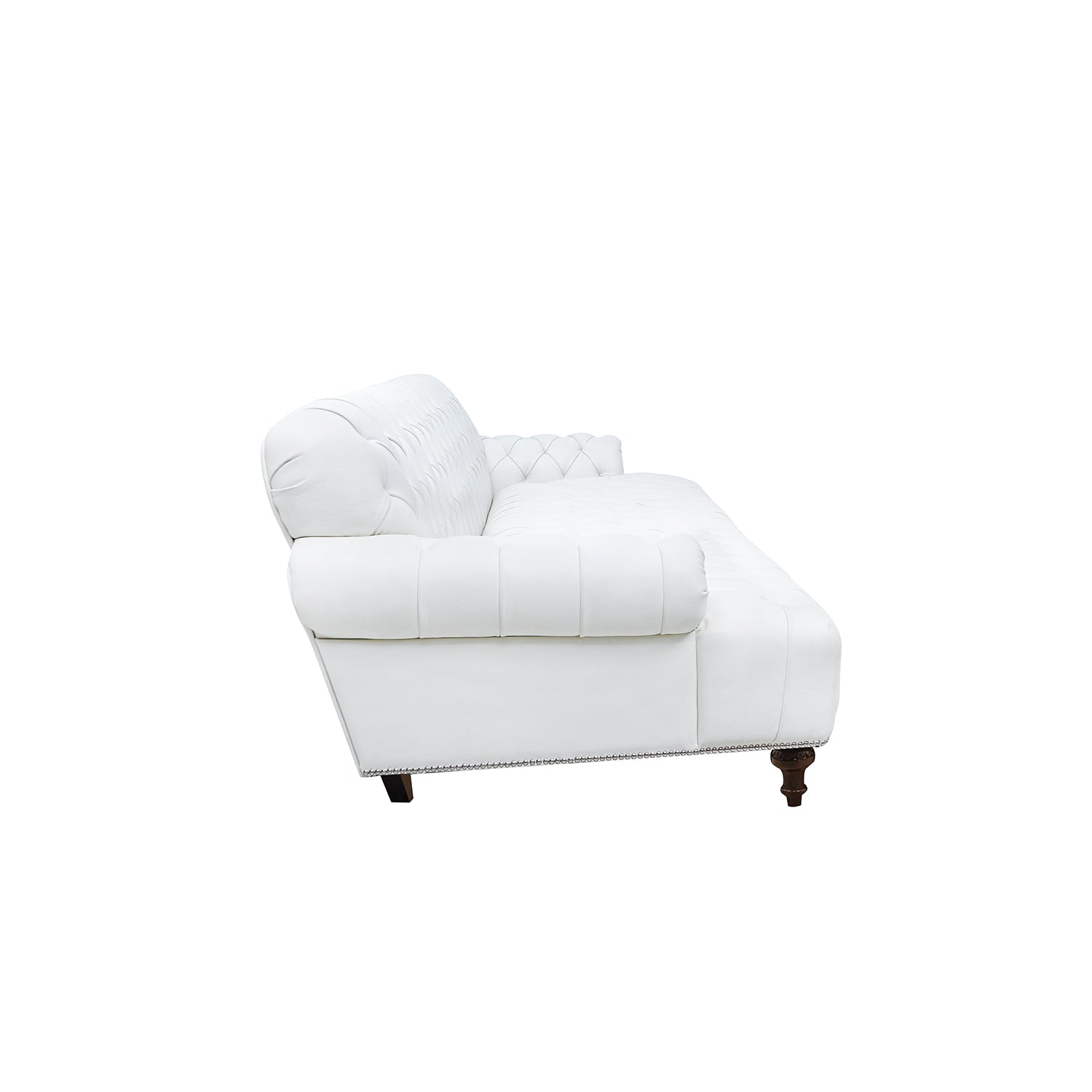 Henry Lear Leather Sofa Pearl Side