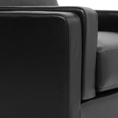 Arthur Ara Leather Chair Coal Front Close Up Loose Arm Cushion