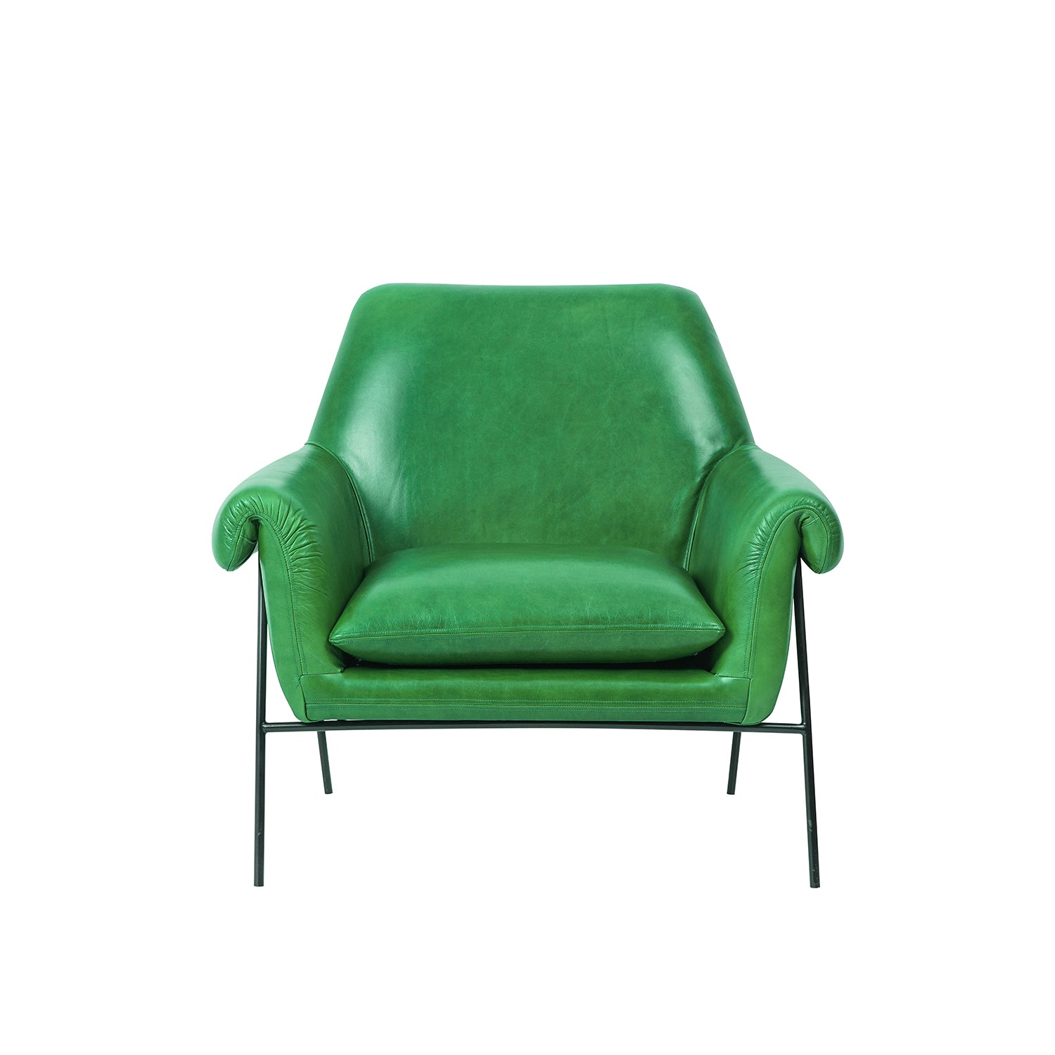 Atlas Pull Up Leather Chair Moss Front
