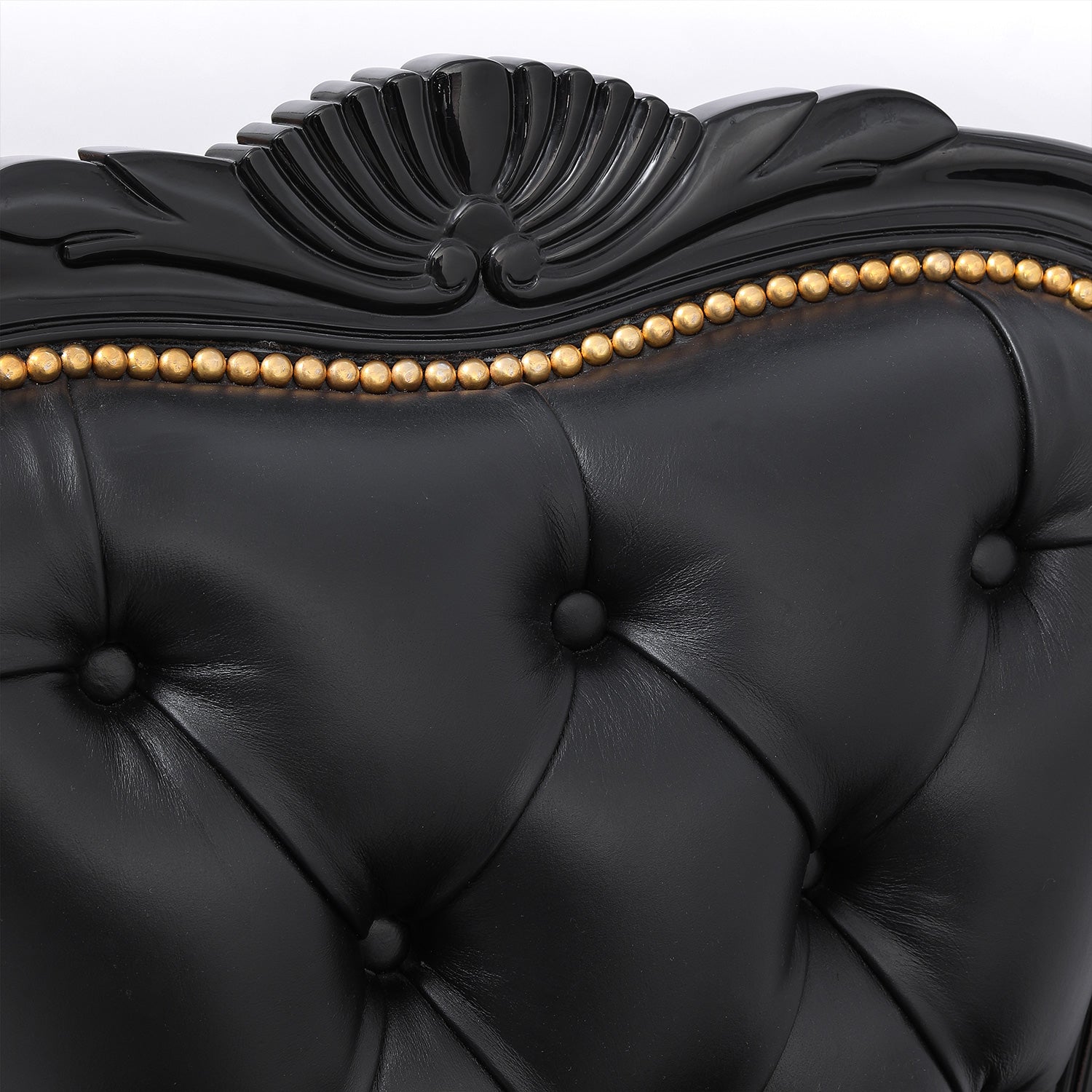 Austen Leather Chair Black Front Close Up
