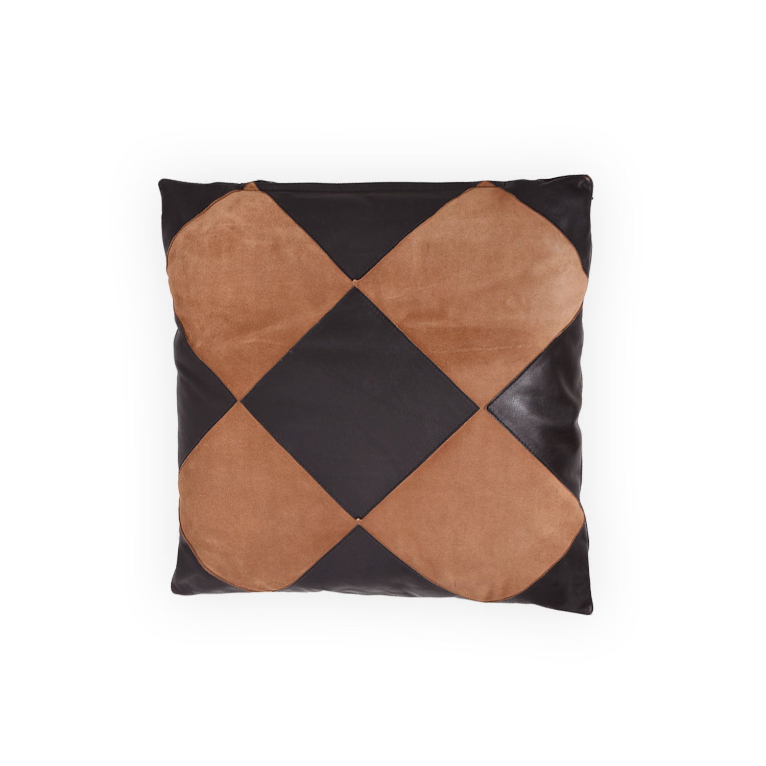 Black Cognac Leather Throw Pillow 3