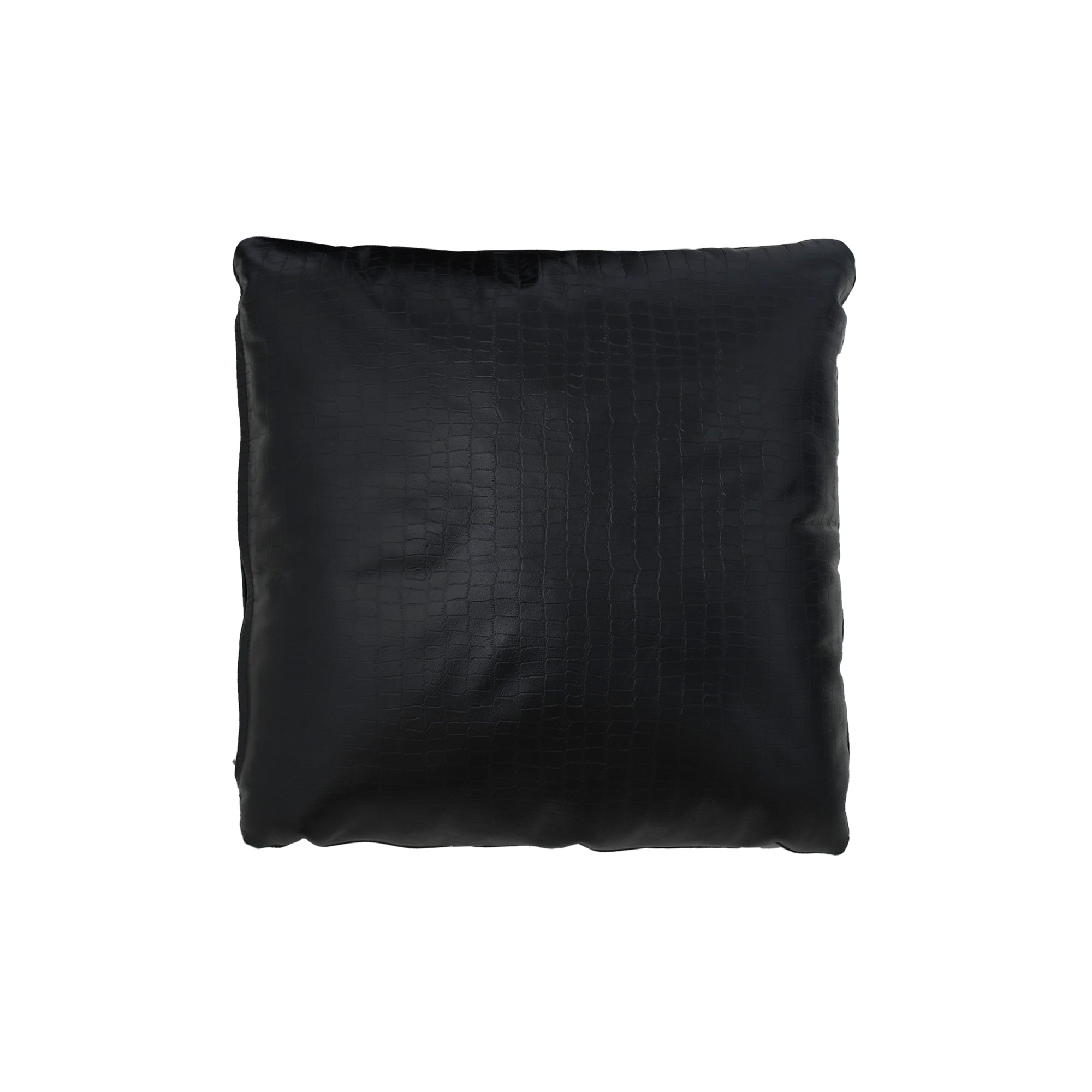 Black Coracoidal Embossed Leather Throw Pillows Front Single