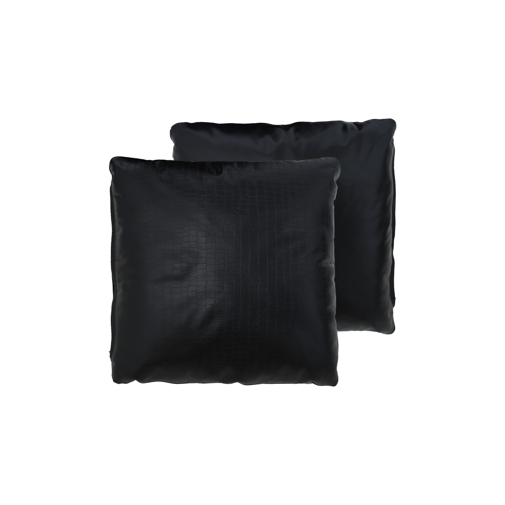 Black Coracoidal Embossed Leather Throw Pillows Front and Back