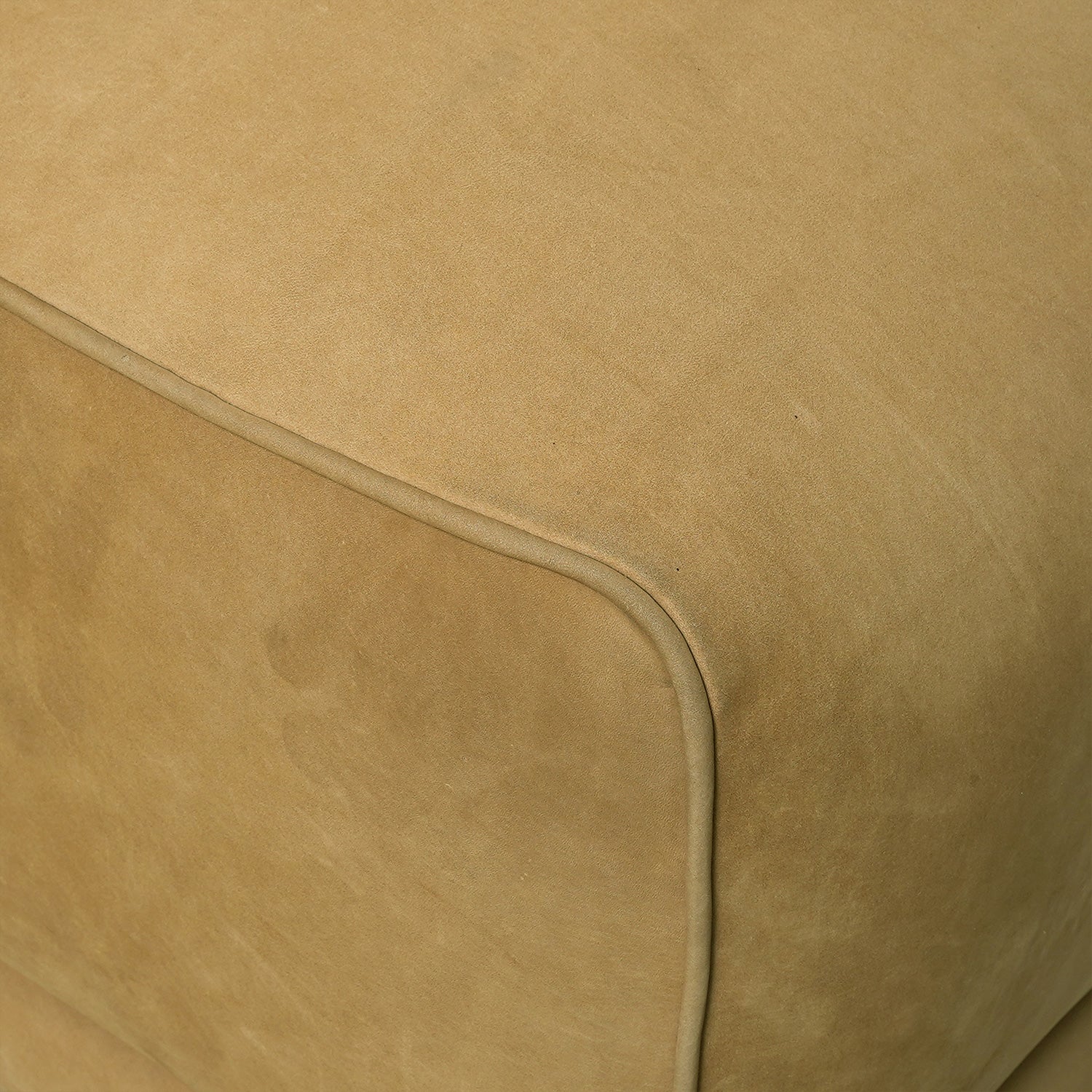 Botton Nubuck Leather Loveseat Seat Wheat Cushion Close Up