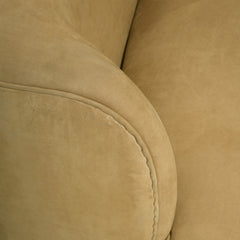 Botton Nubuck Leather Loveseat Wheat Shoulder Close Up