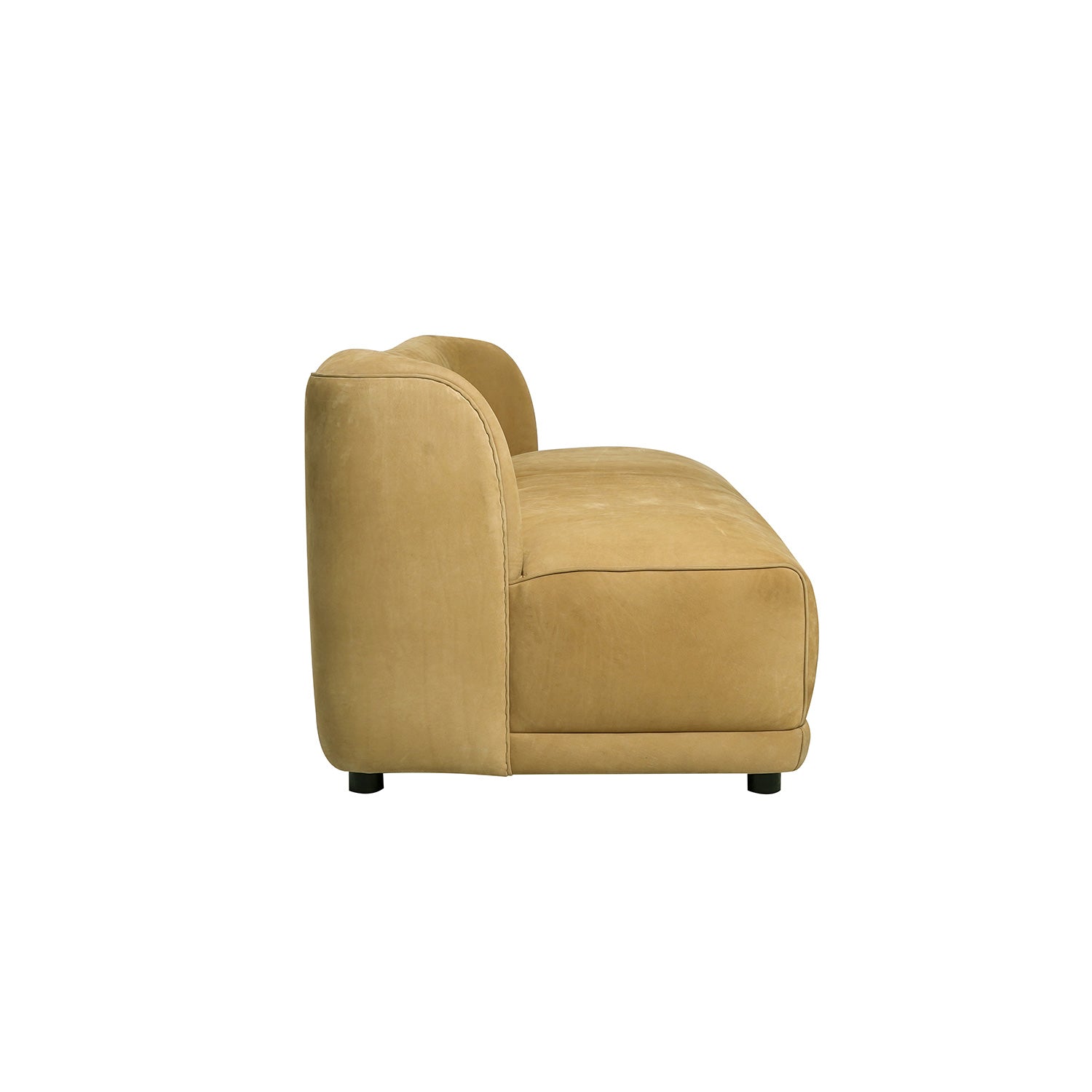 Botton Nubuck Leather Loveseat Wheat Side