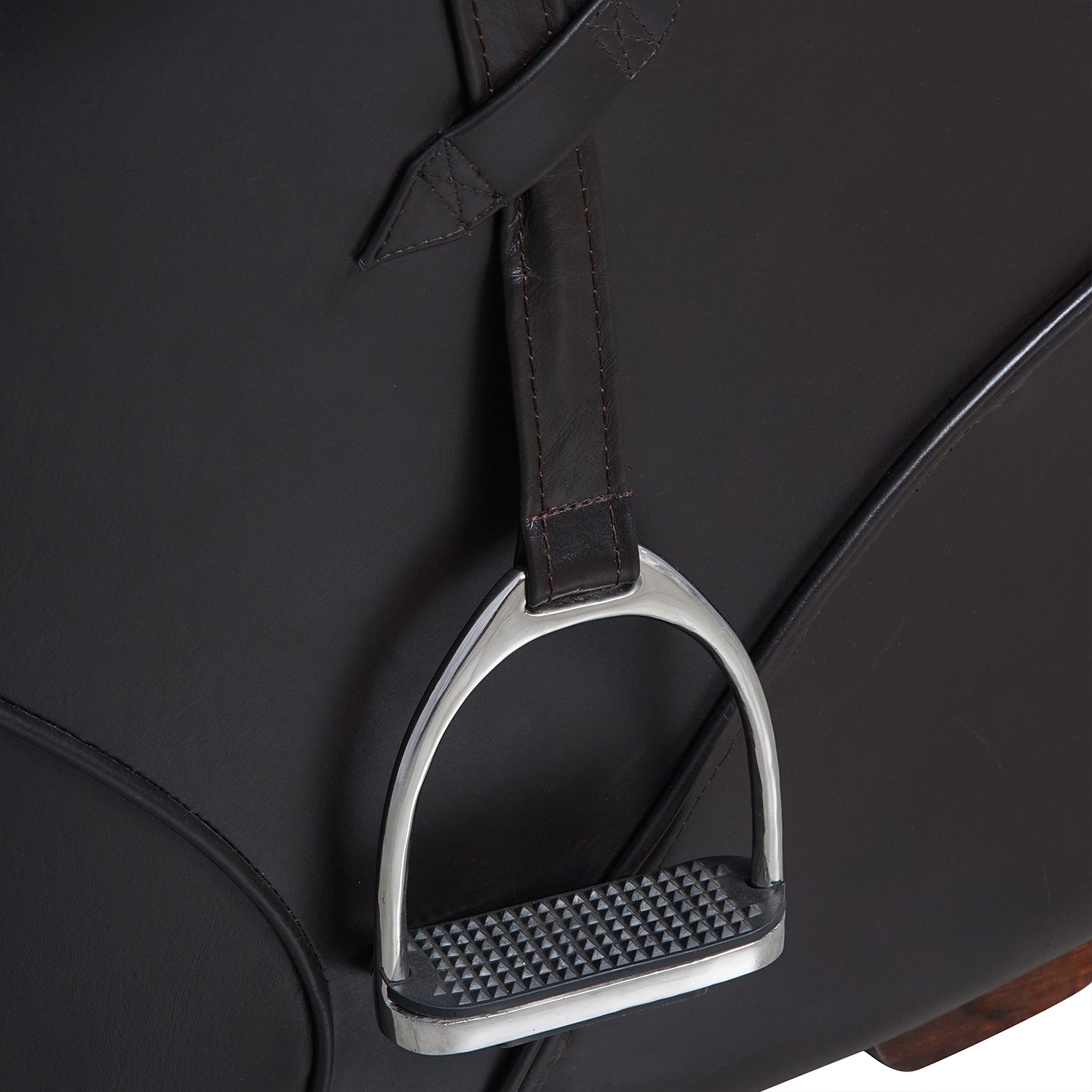 Brock Leather Chair Black Close Up Stirrup