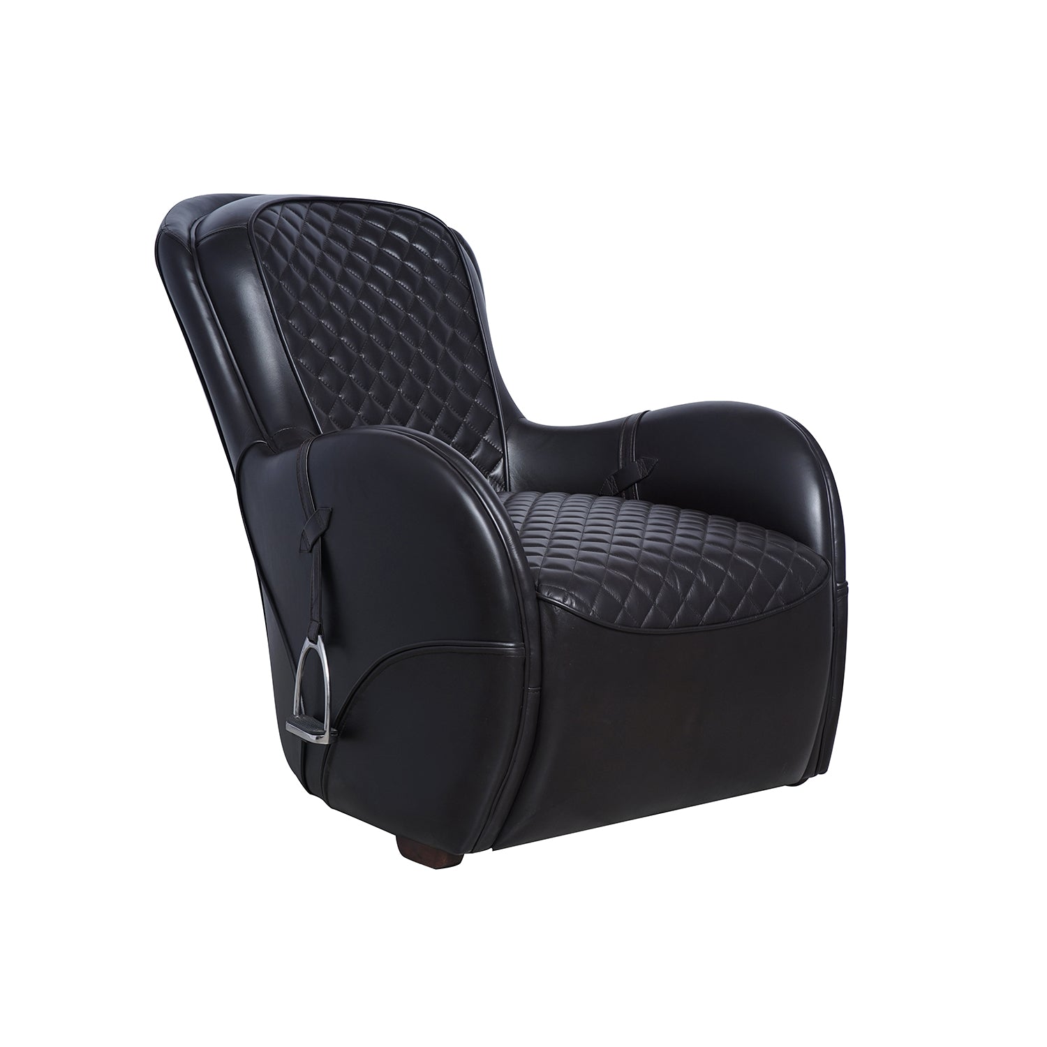 Brock Leather Chair Black Front Side Angle