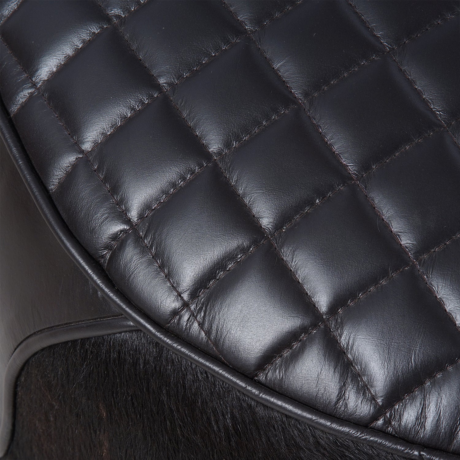 Brock Leather Ottoman Black Close Up Top