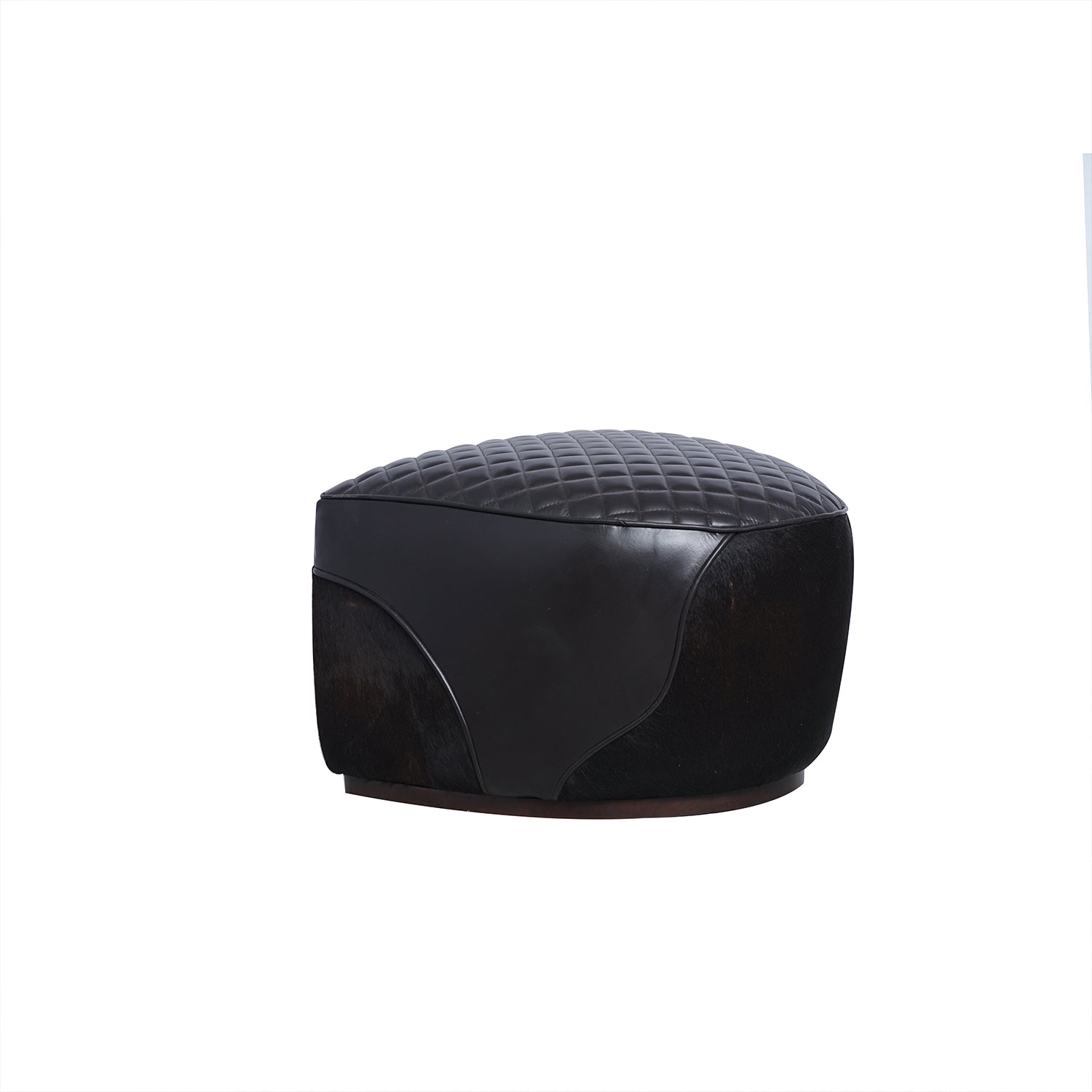 Brock Leather Ottoman Black Front