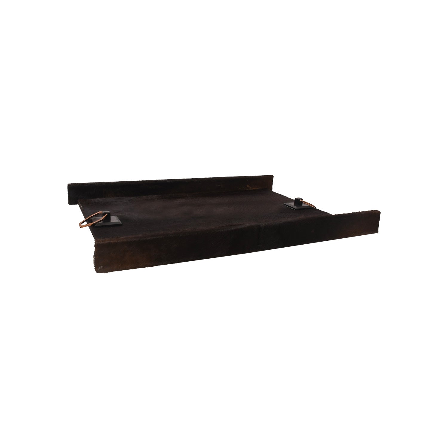 Brown Natural Hair-On Leather Tray Angle