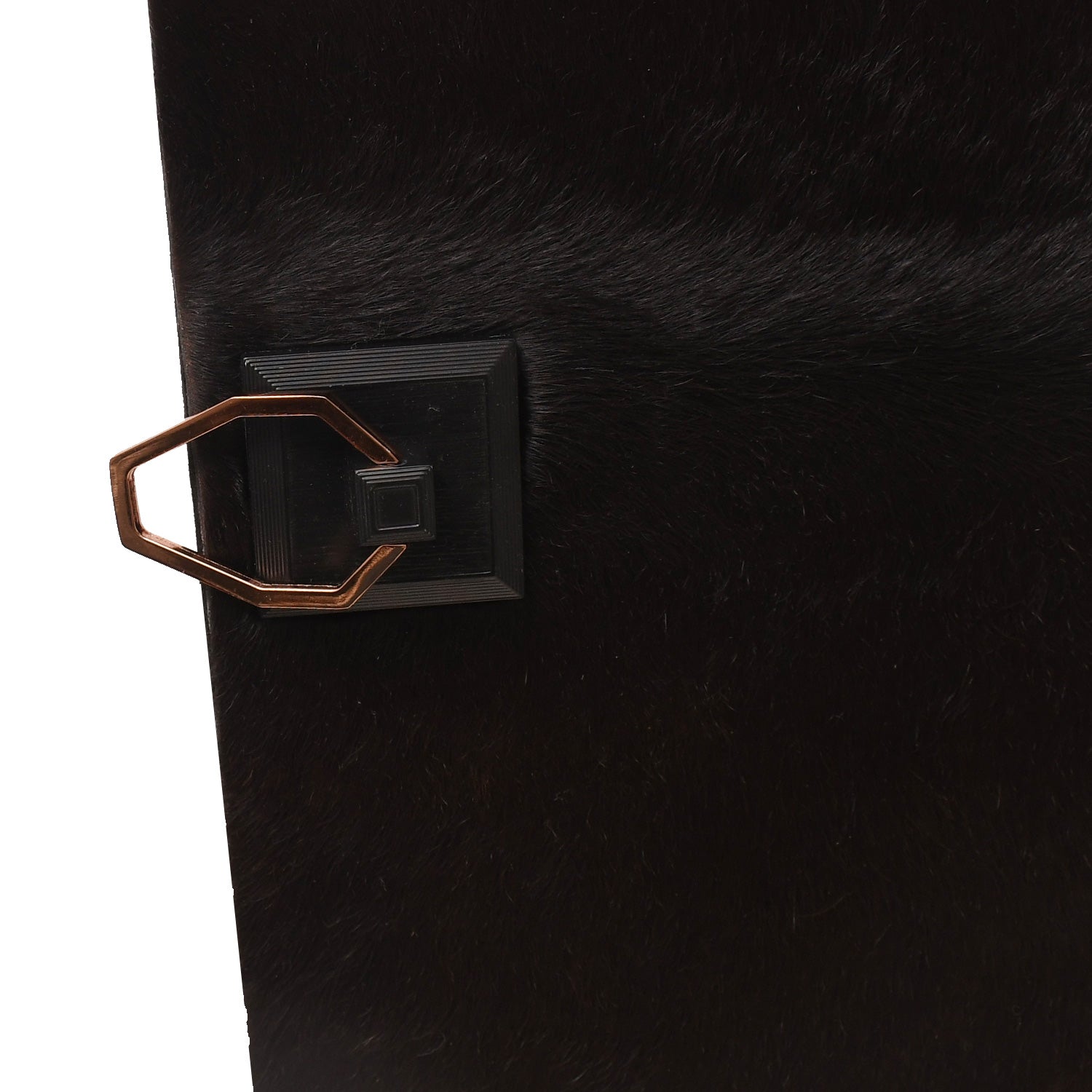 Brown Natural Hair-On Leather Tray Close Up Handle