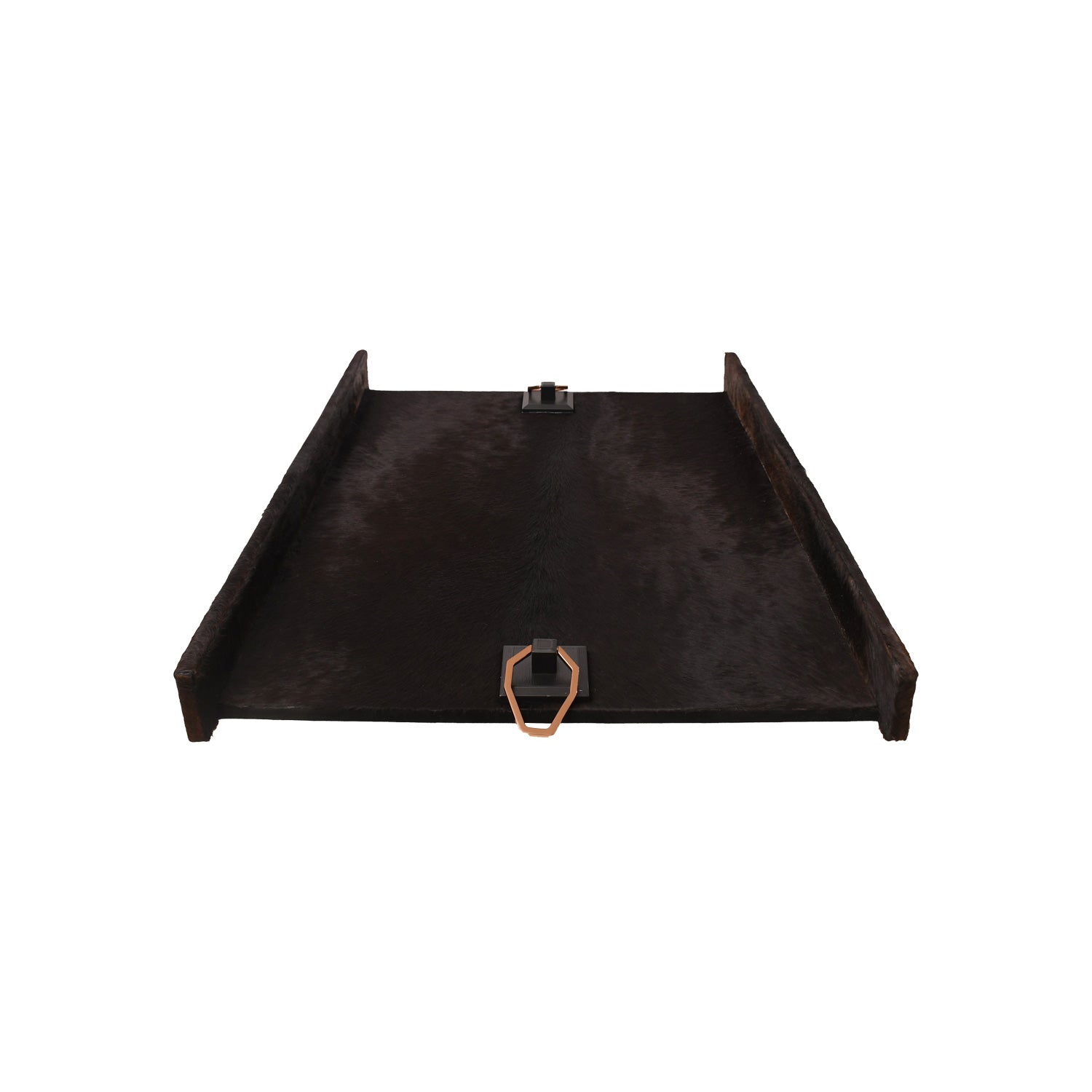 Brown Natural Hair-On Leather Tray Side