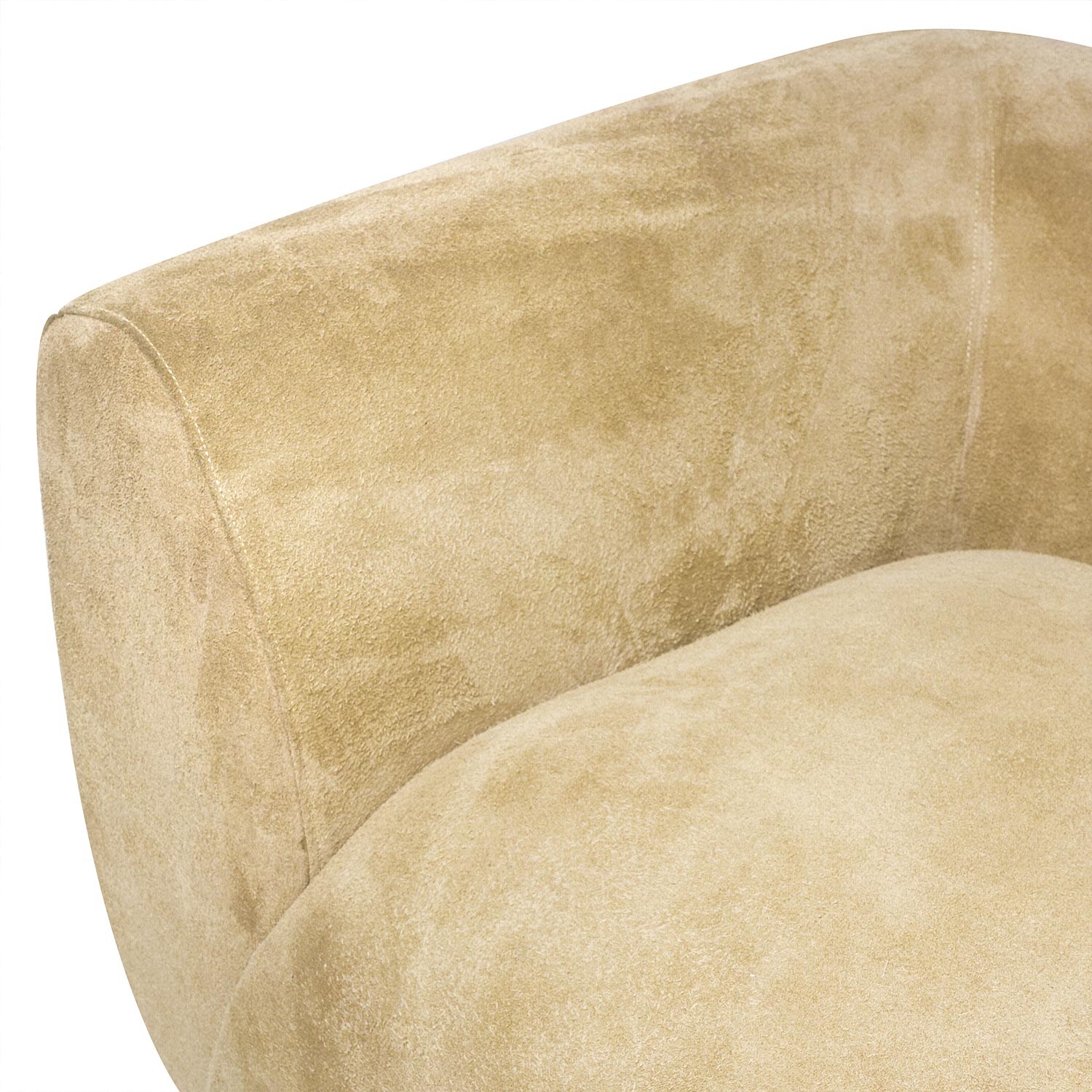 Carroll Cow Brush Suede Loveseat Ivory Close Up Arm Seat