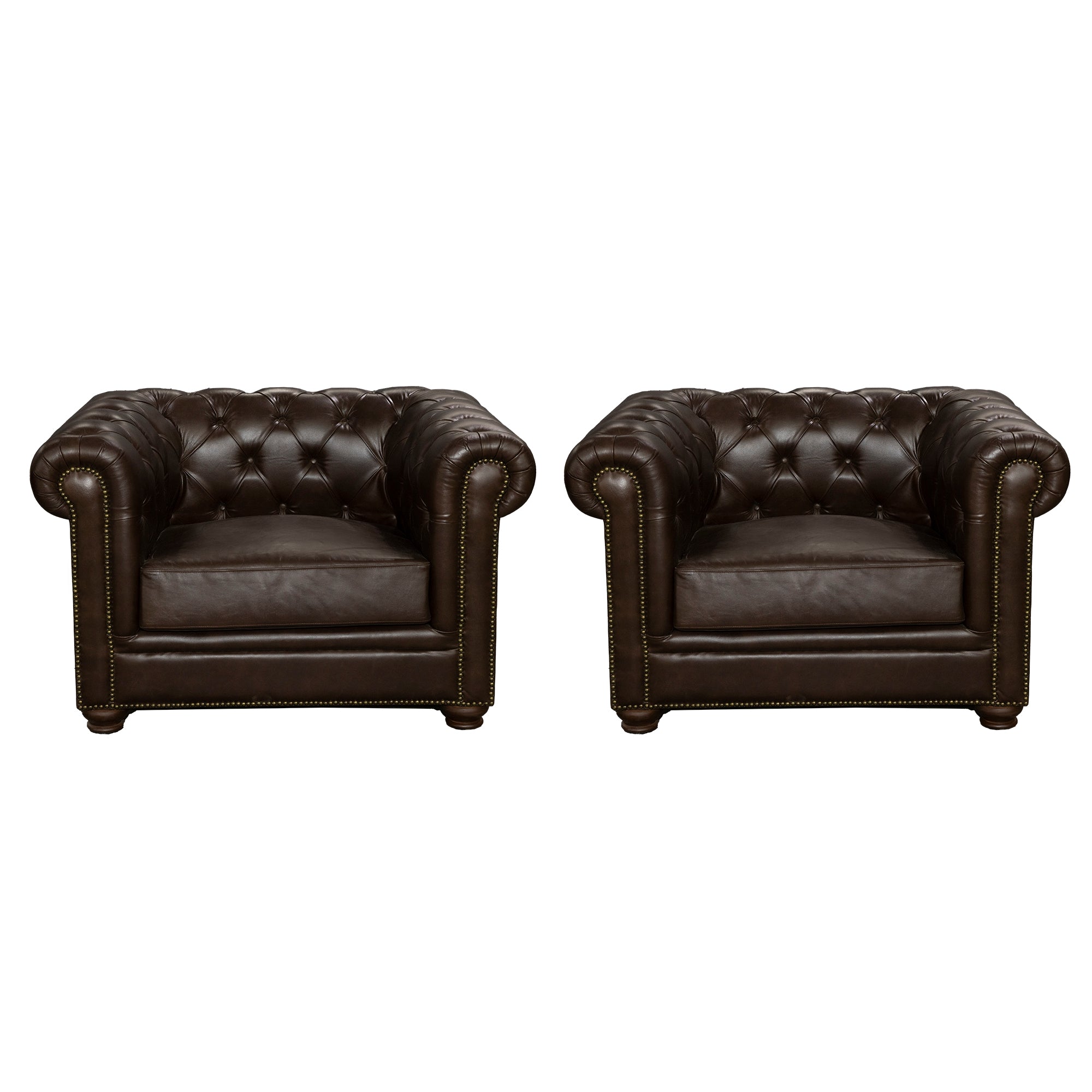 Chaucer Leather Sofa Set Brown Accent Chairs