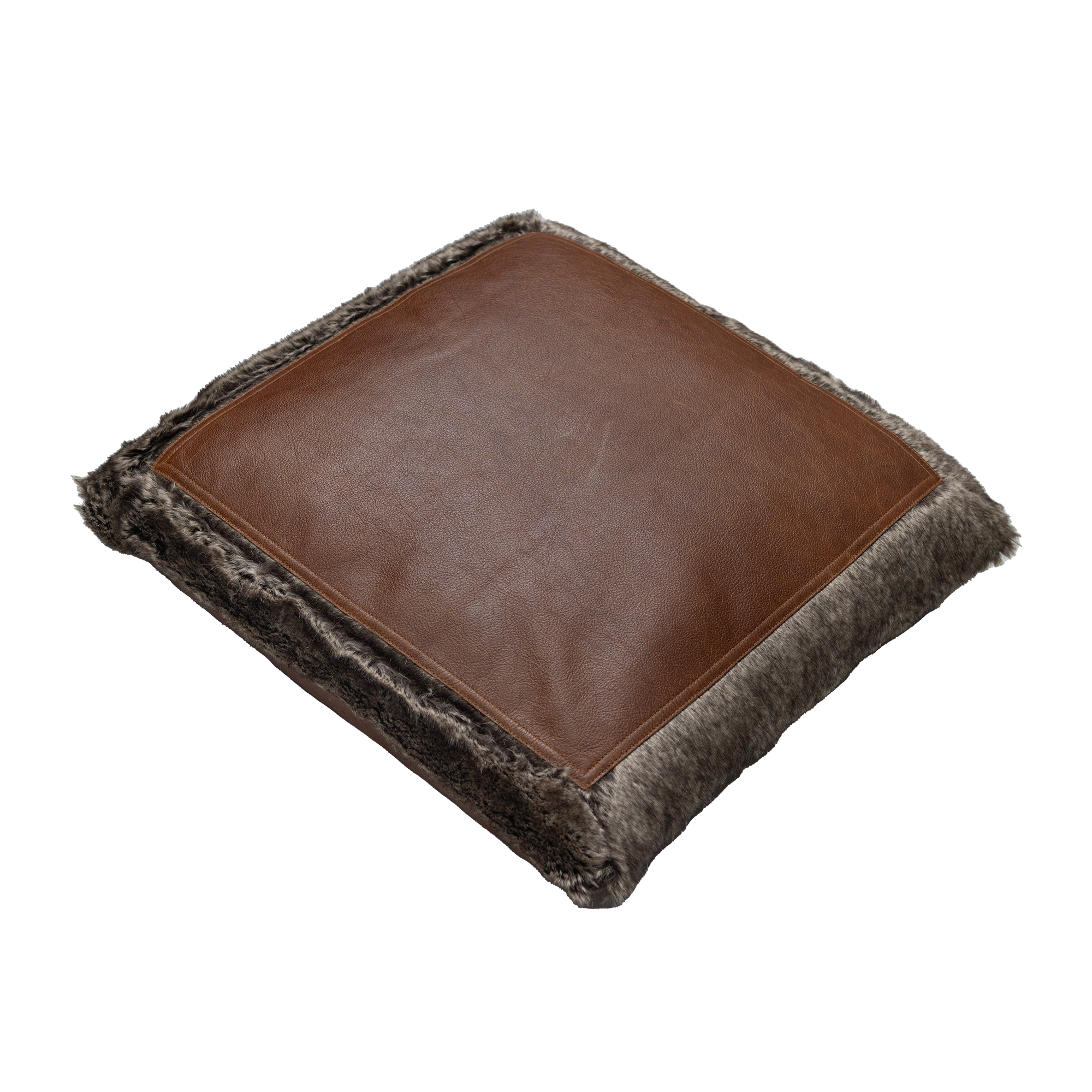 Cognac Hair-On Leather Throw Pillow 1