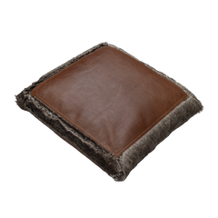 Cognac Hair-On Leather Throw Pillow 1