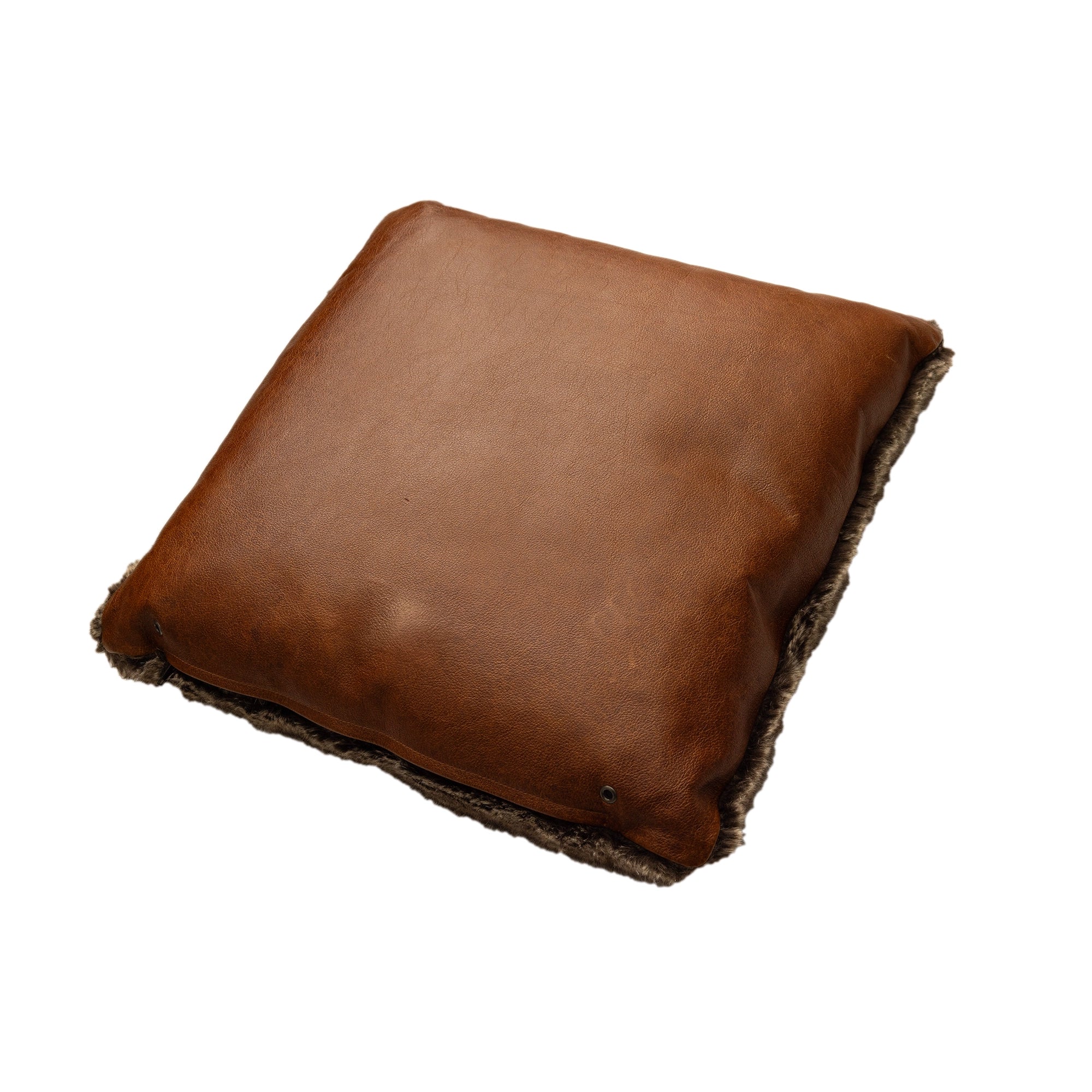 Cognac Hair-On Leather Throw Pillow 2