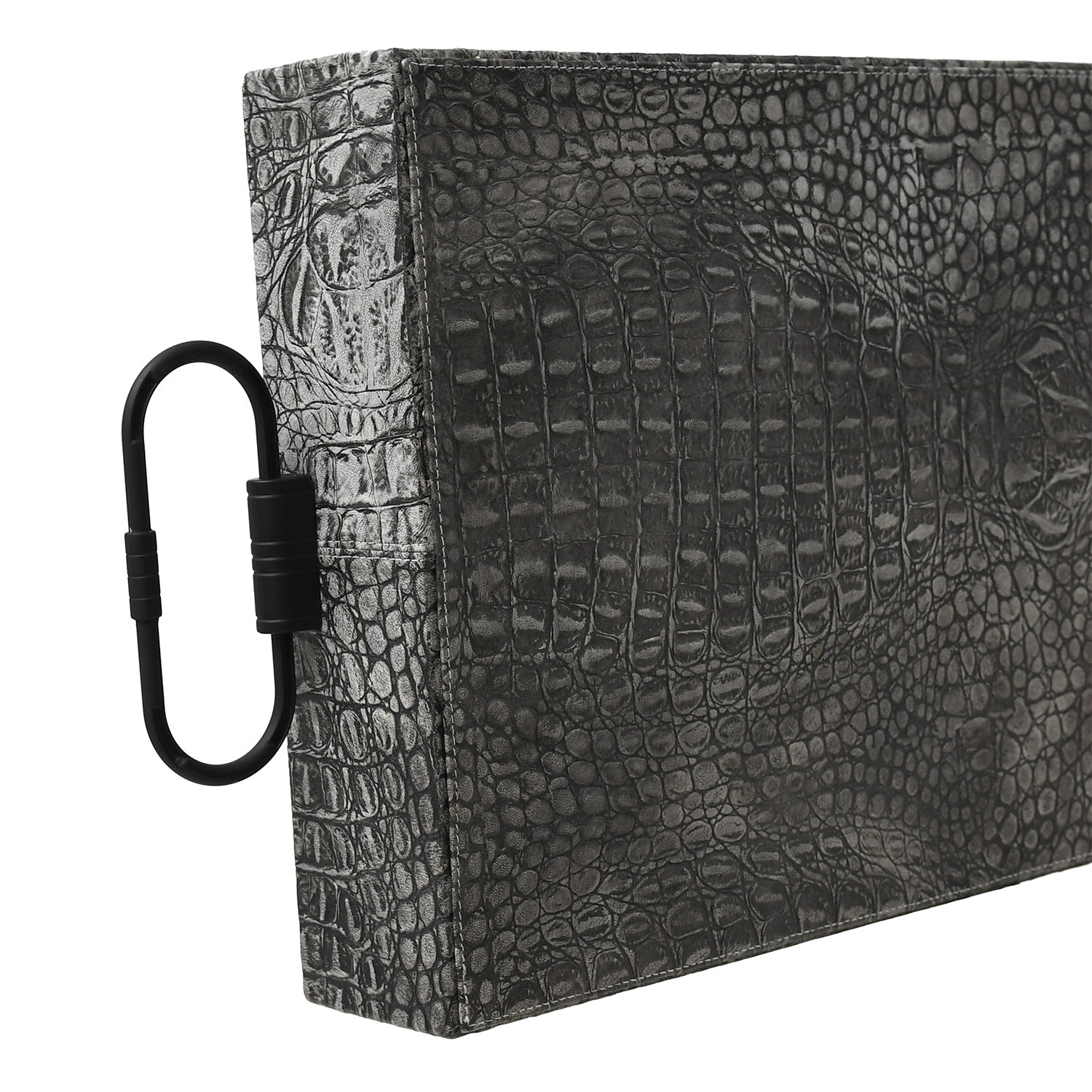 Crocodile Leather Wrapped Tray Grey Close Up Back