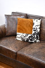 Genuine Leather Suede Throw Pillow with Hair