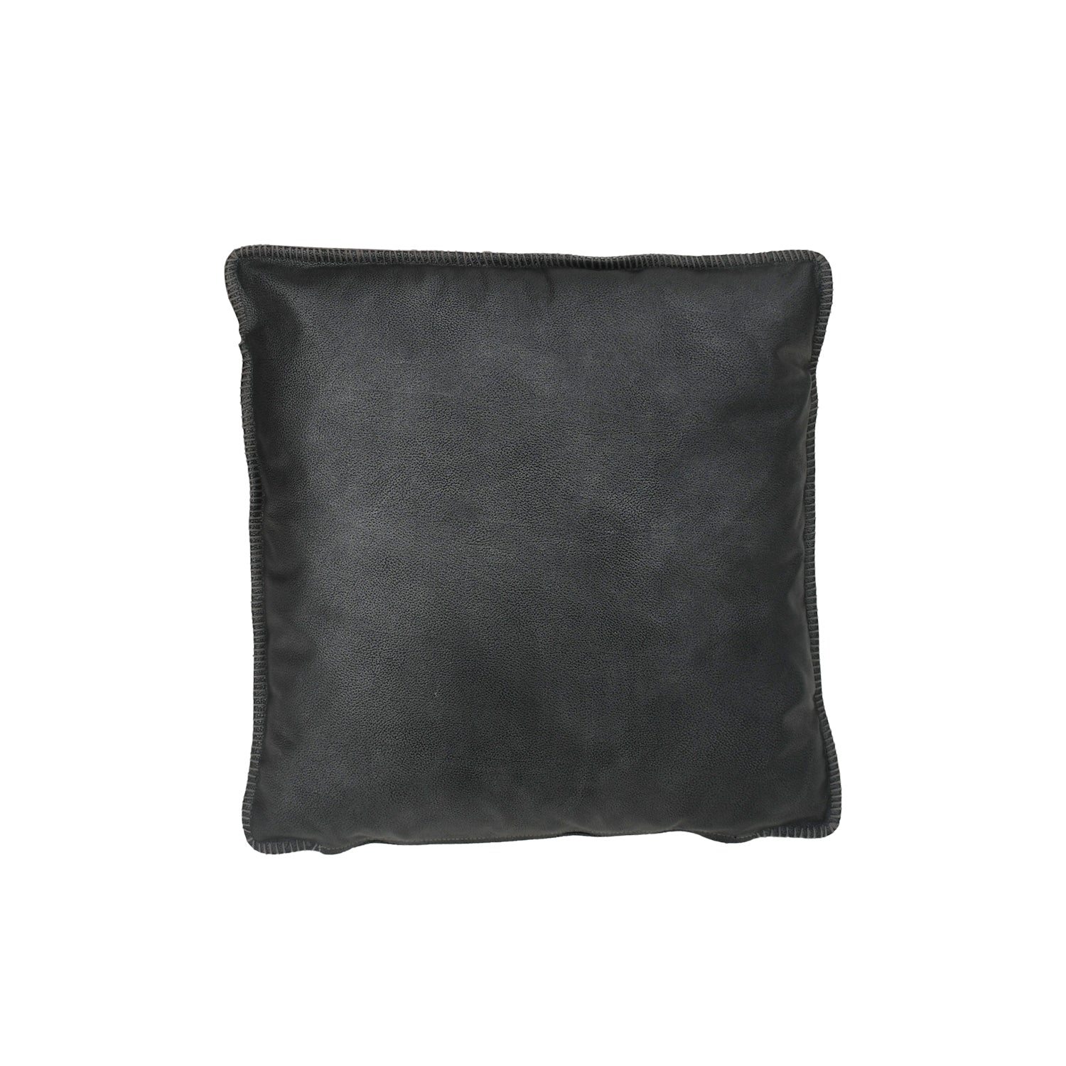 Dark Grey Leather Throw Pillow Back