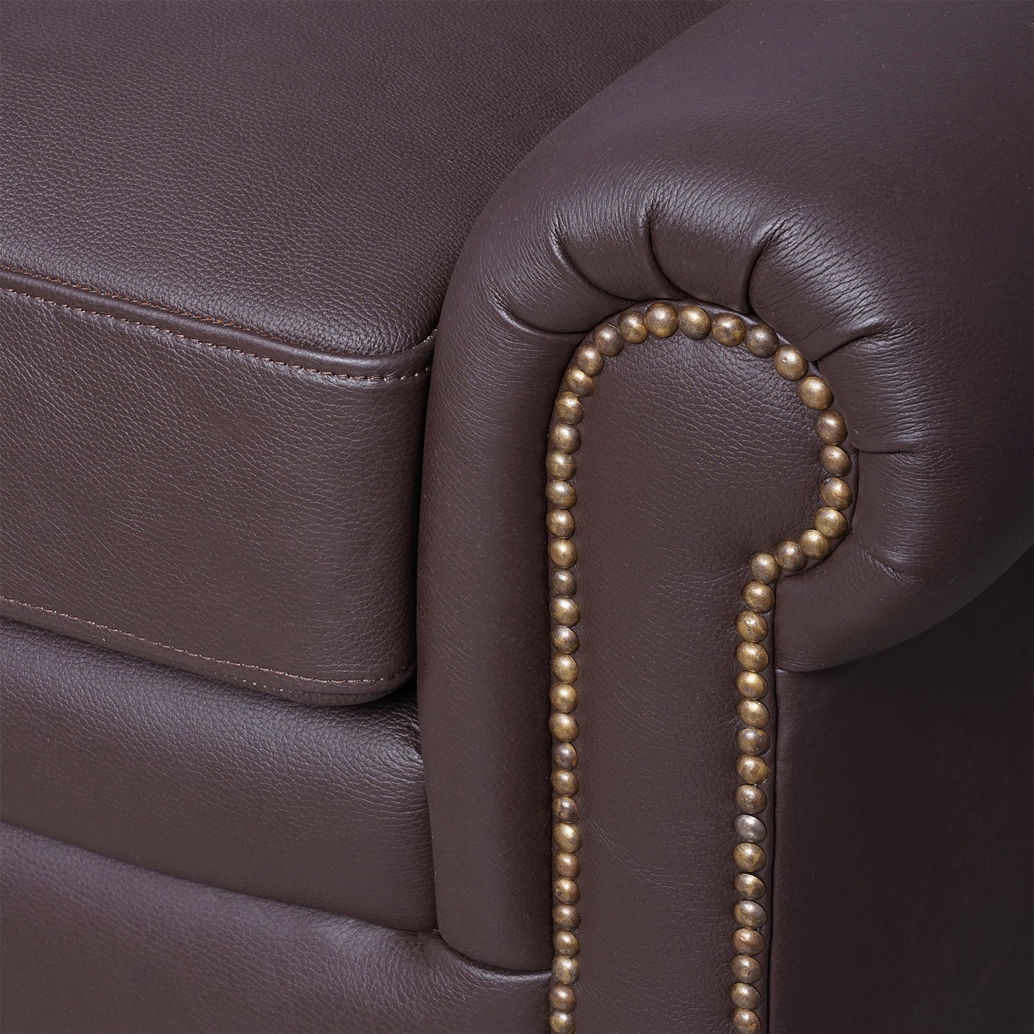 Dumond Lear Leather Sofa Umber Close Up Arm