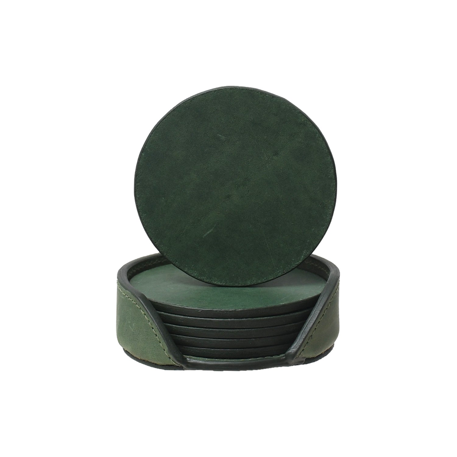 Green Leather Coaster 3