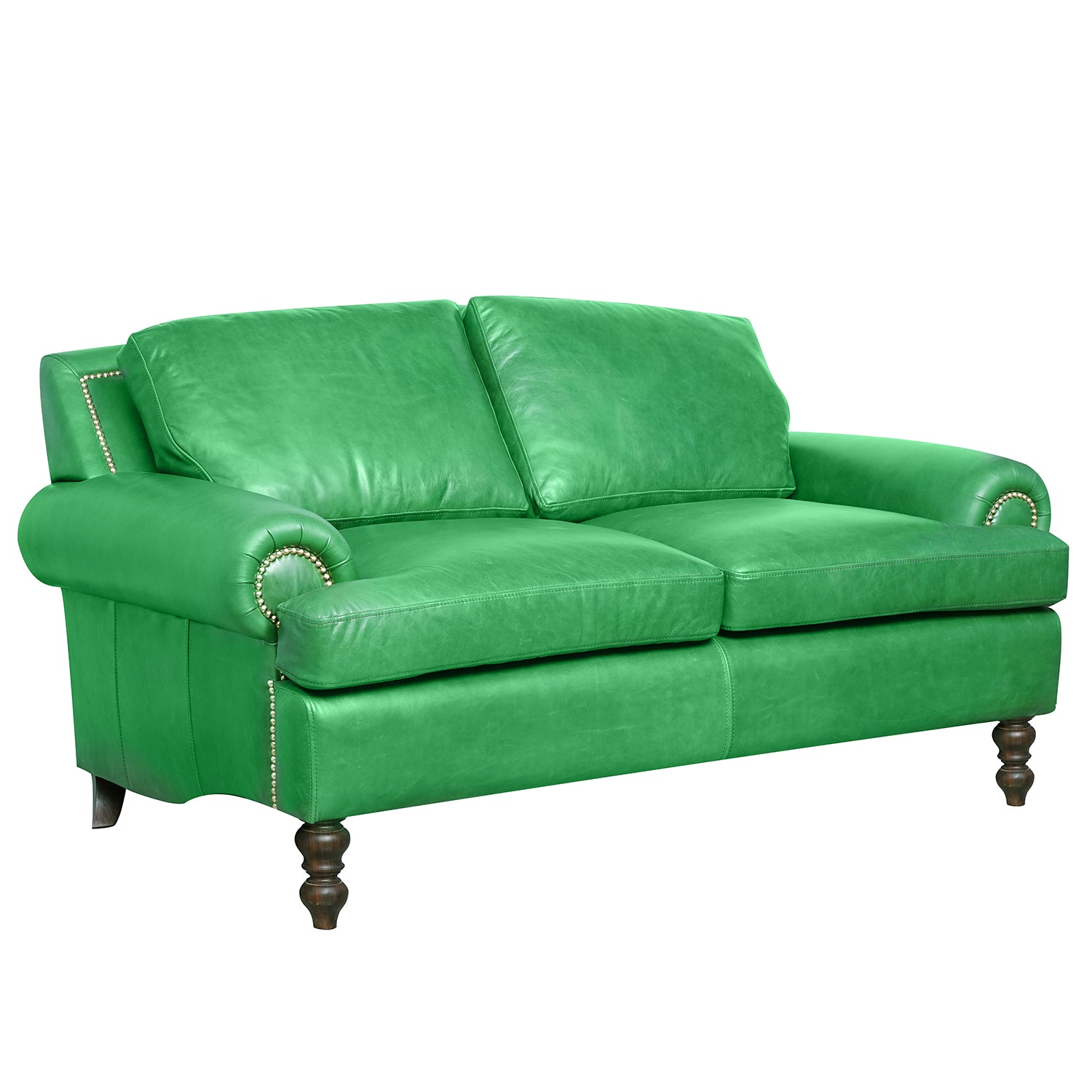 Grisham Leather Loveseat Green Side Angle