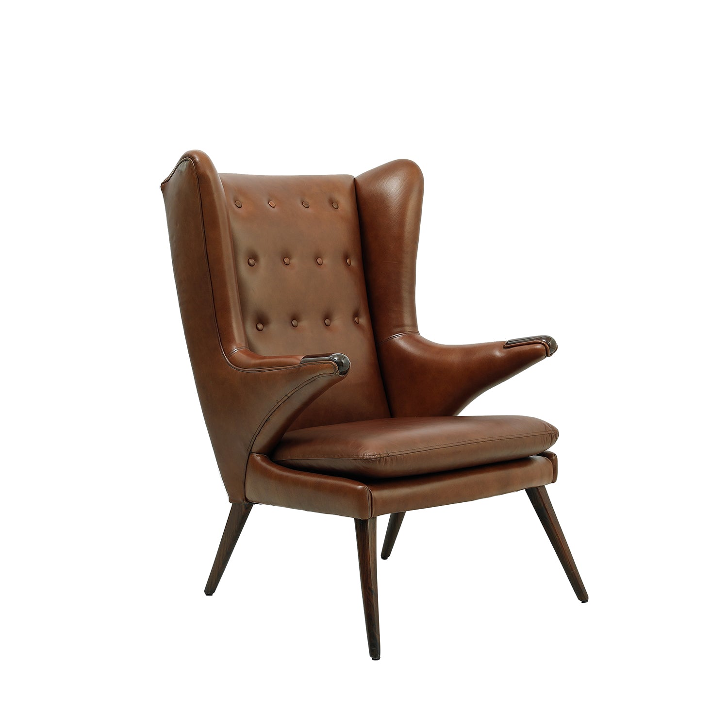Harper Pull Up Leather Chair Dark Brown Side Angle