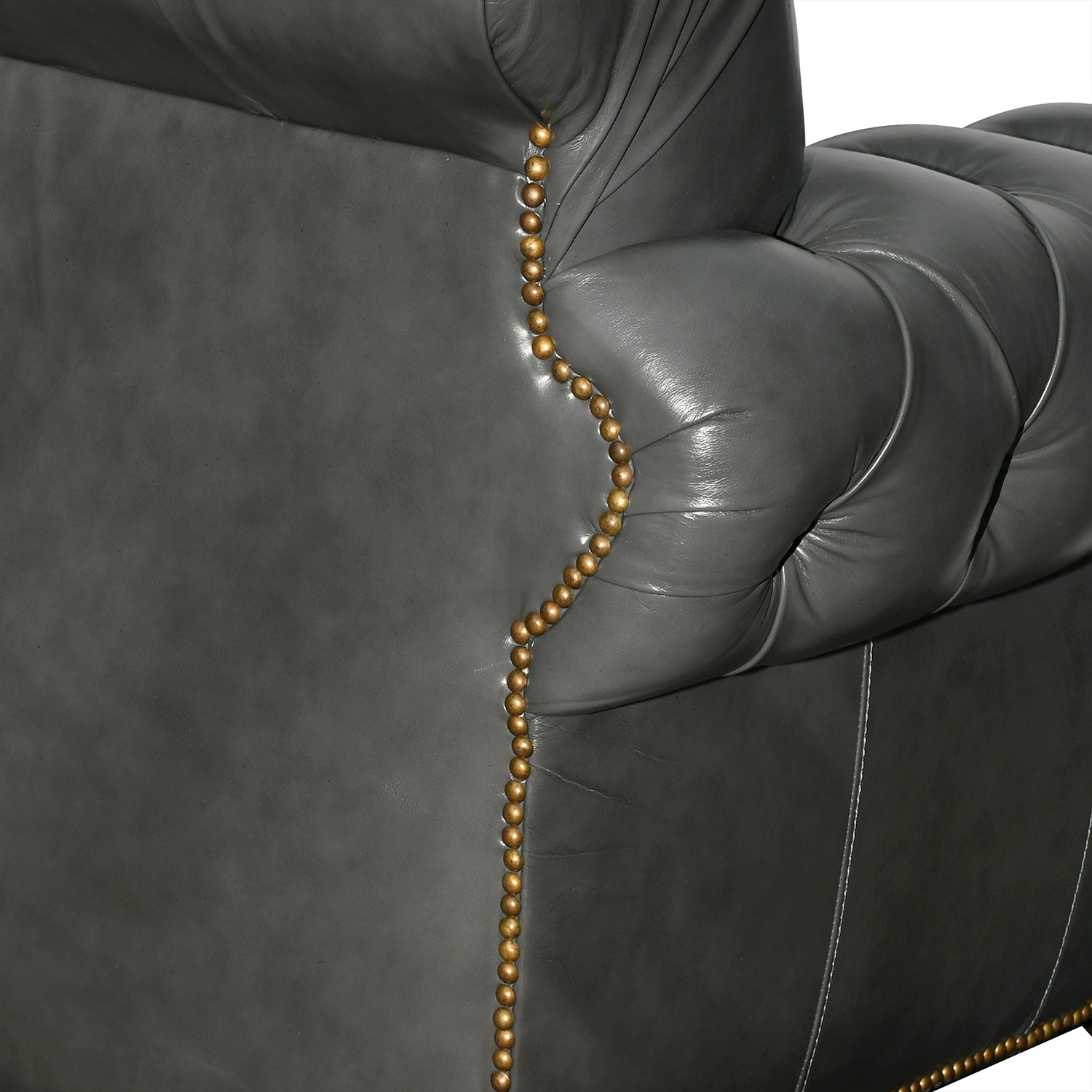 Hudson Ara Leather Sofa Coal Close Up Back