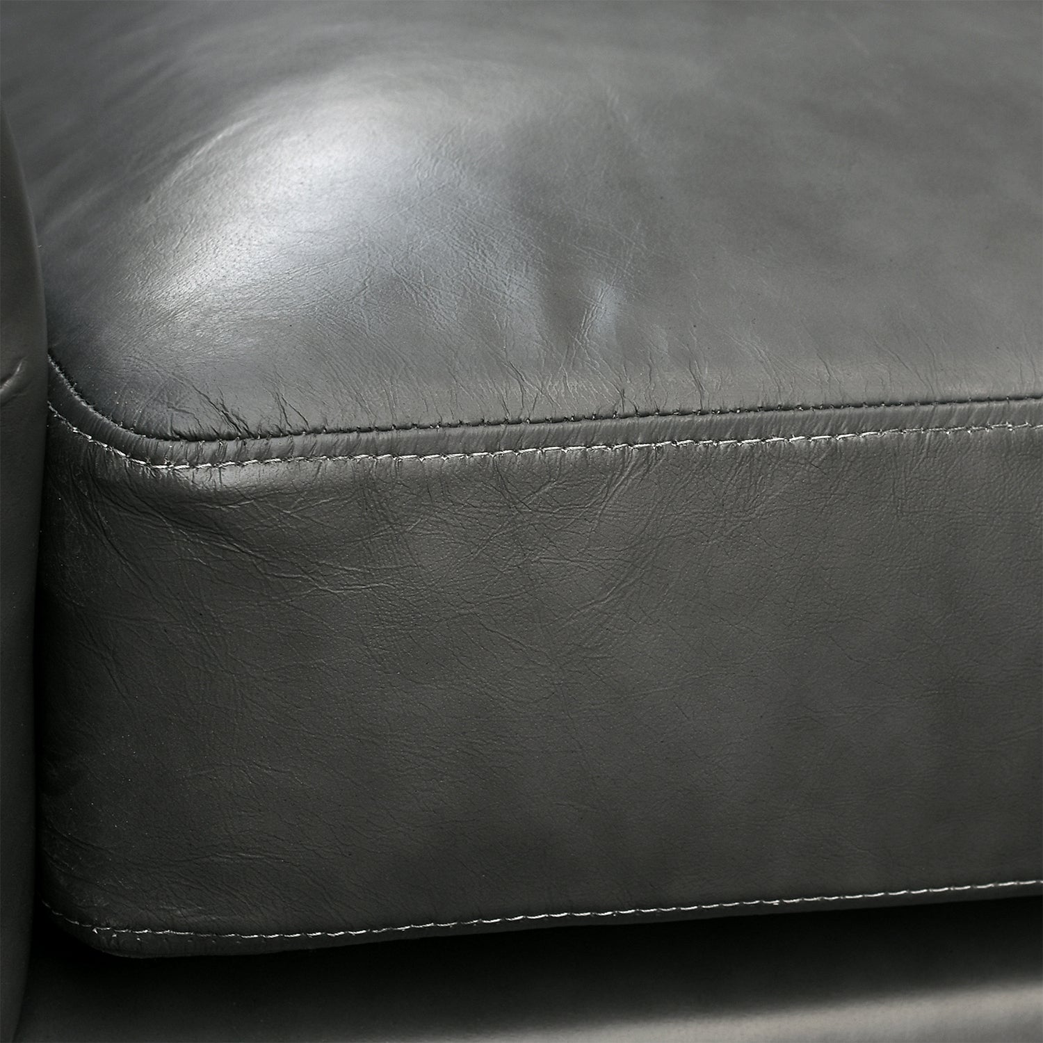 Hudson Ara Leather Sofa Coal Close Up Cushion