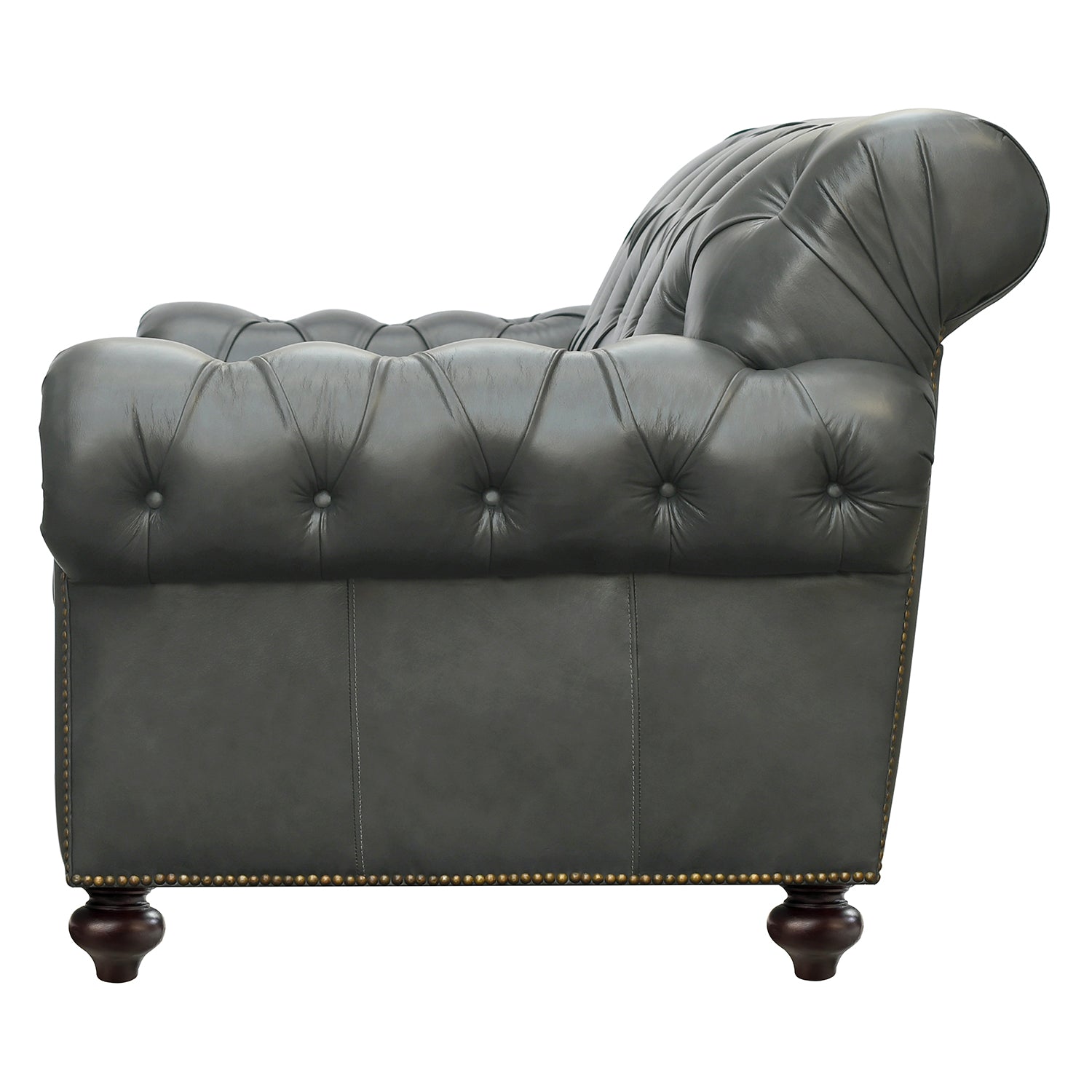 Hudson Ara Leather Sofa Coal Side