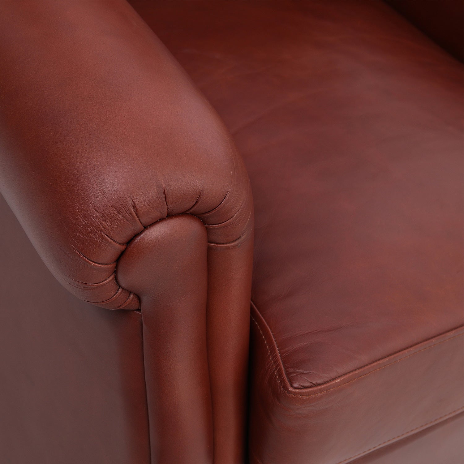 Hugo Leather Chair Rolled Arm Close Up