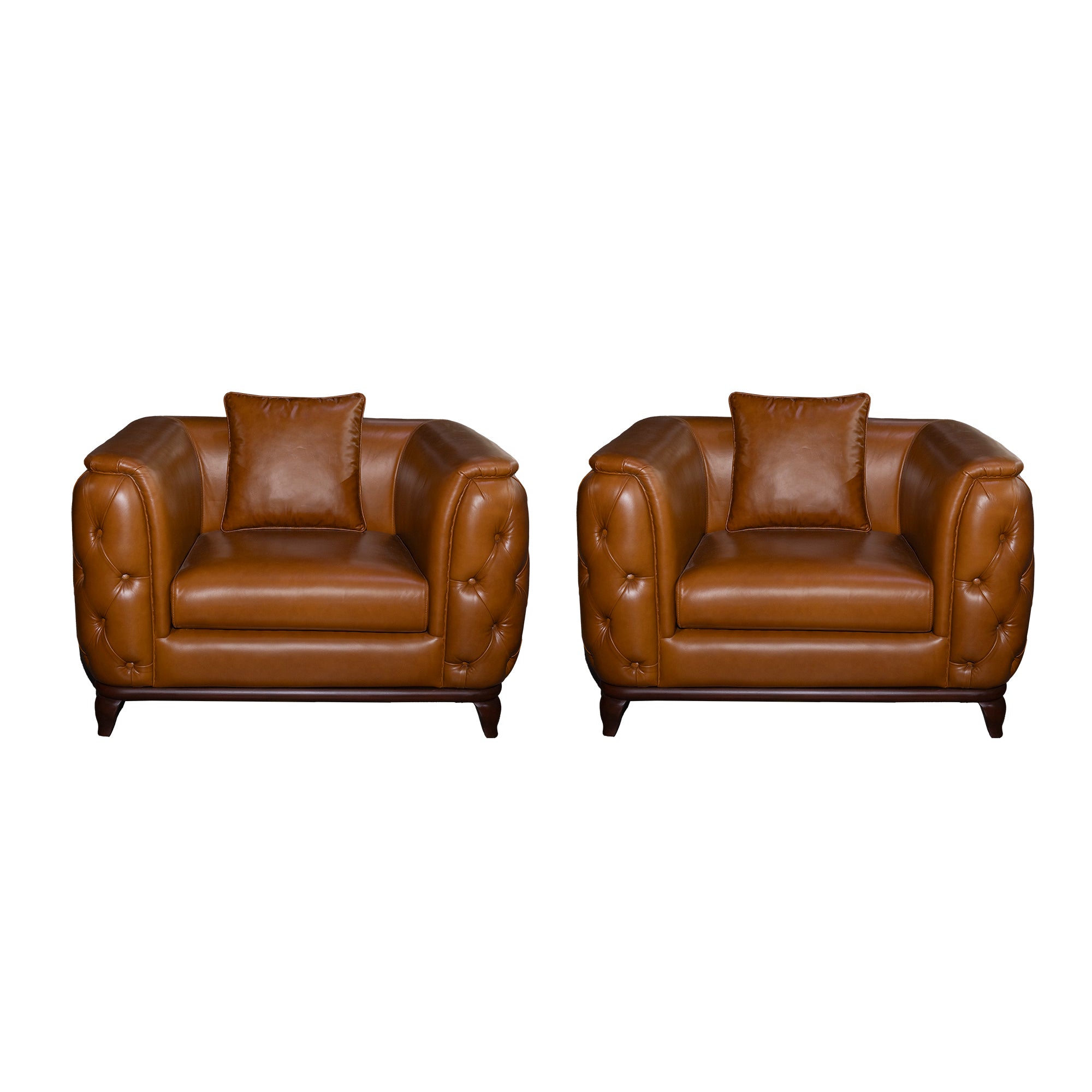 James Leather Sofa Set Light Brown Accent Chair