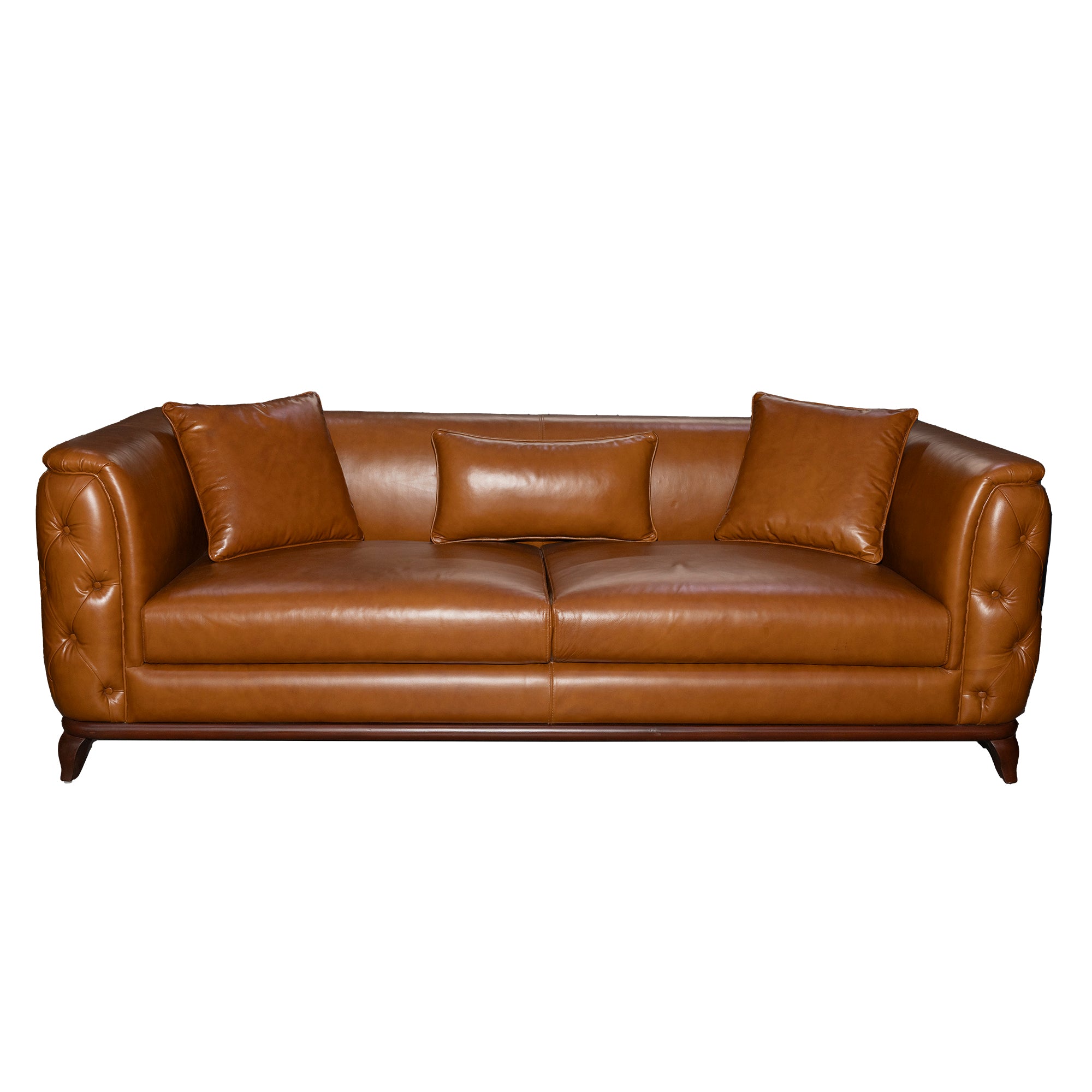 James Leather Sofa Set Light Brown Three Seater Sofa
