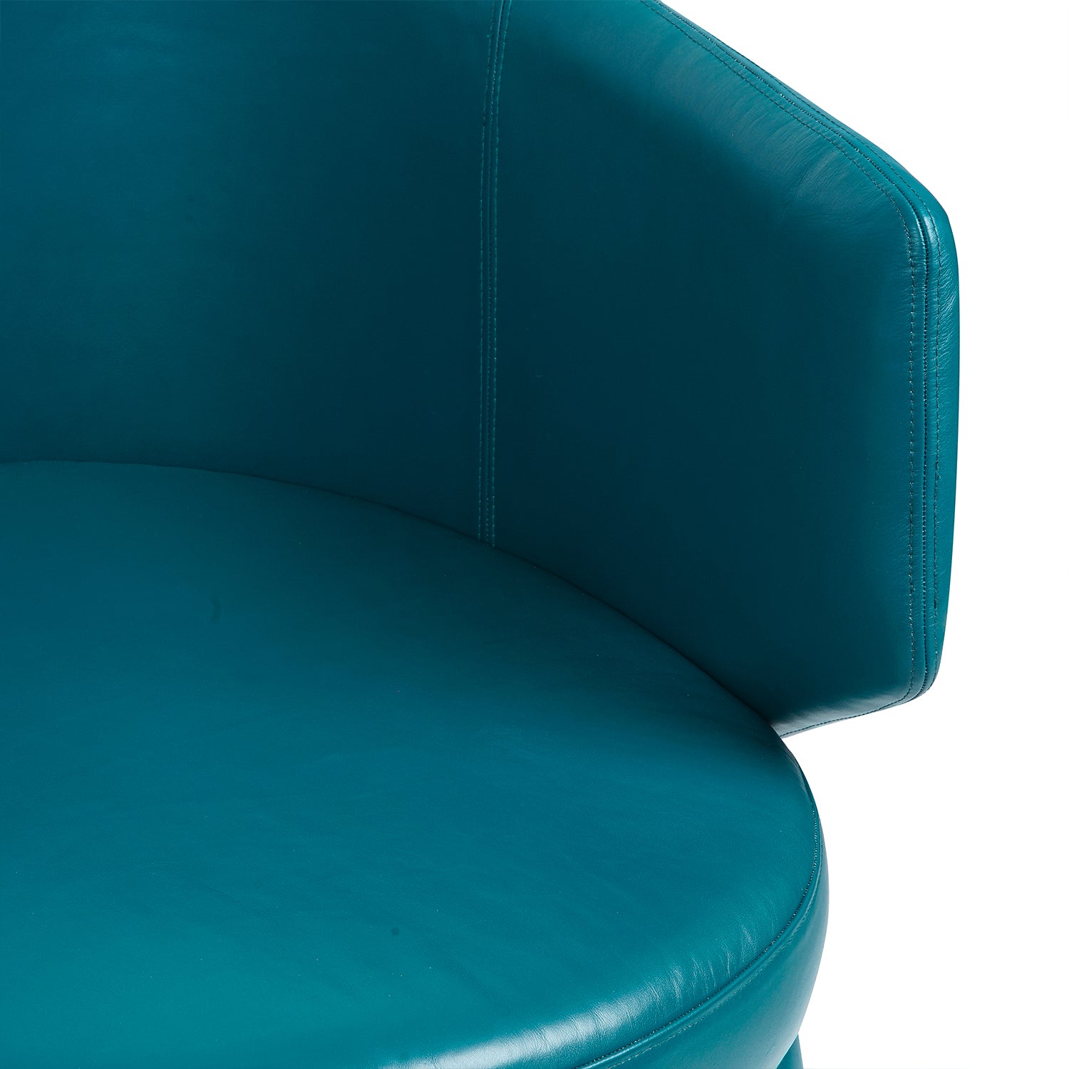 Juliet Sapi Leather Chair Teal Round Back Close Up