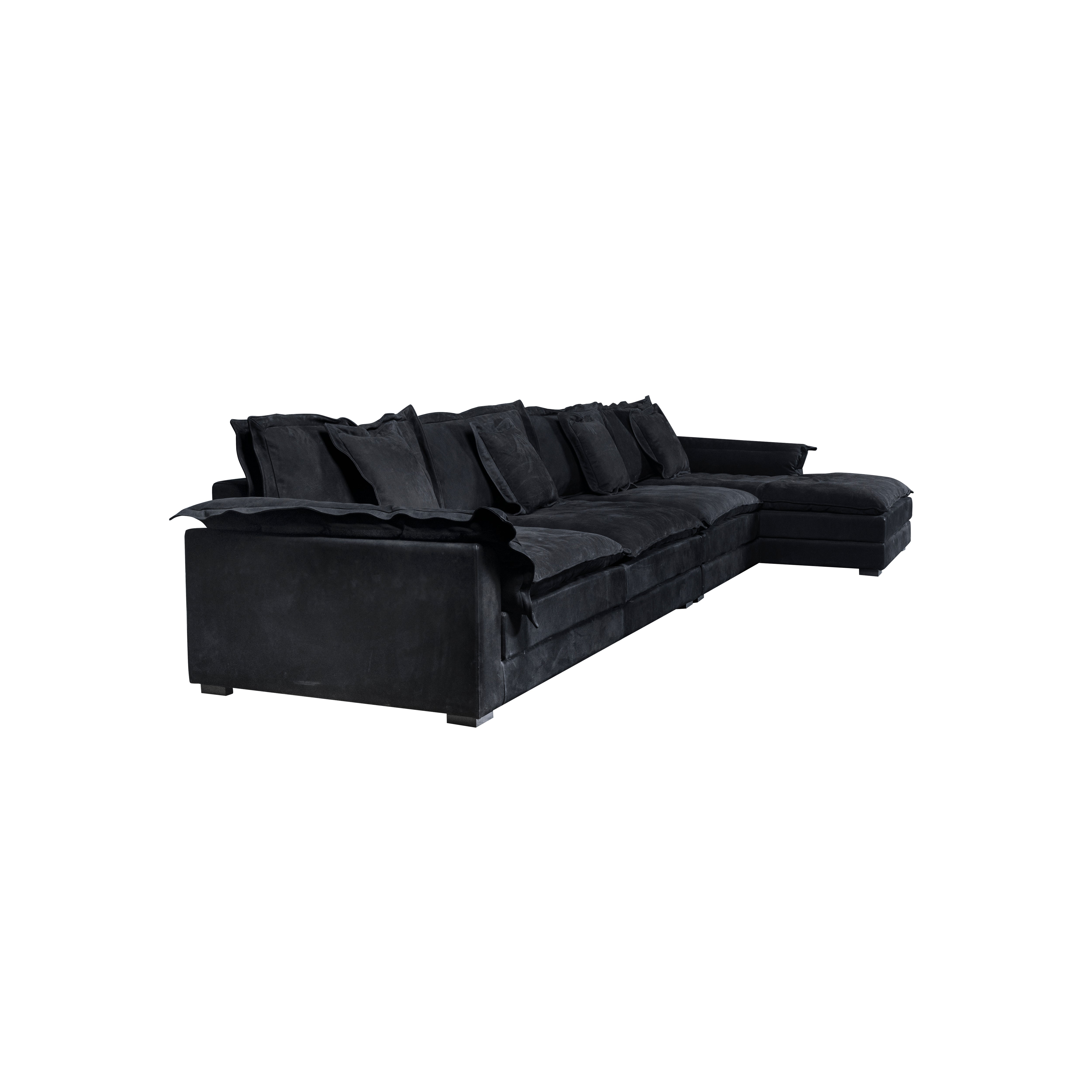 King Nubuck Leather Sectional Sofa Ink Side