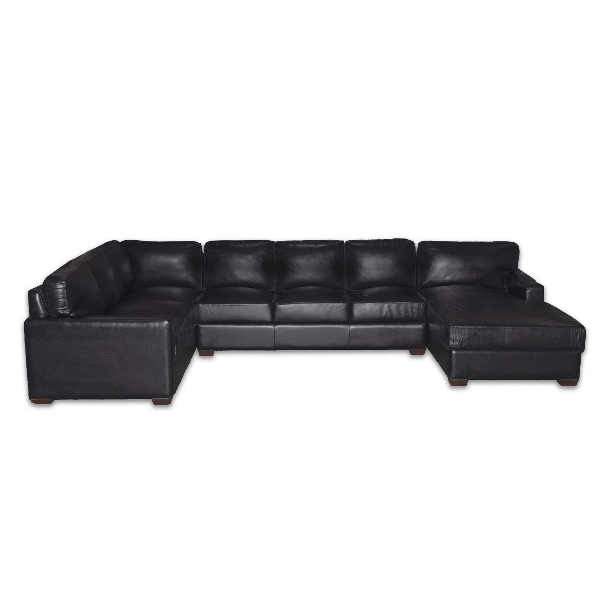 Kirby Leather Sectional Sofa Black