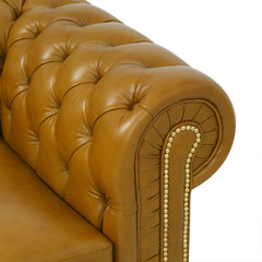 Larson Leather Sofa Cream Close Up Arm