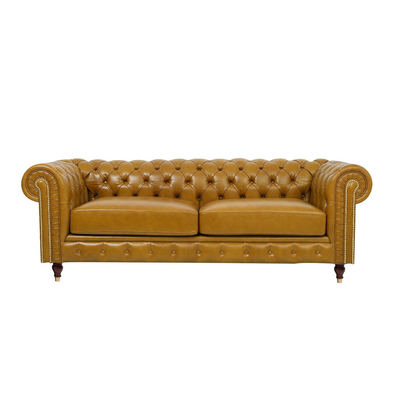 Larson Leather Sofa Cream Front