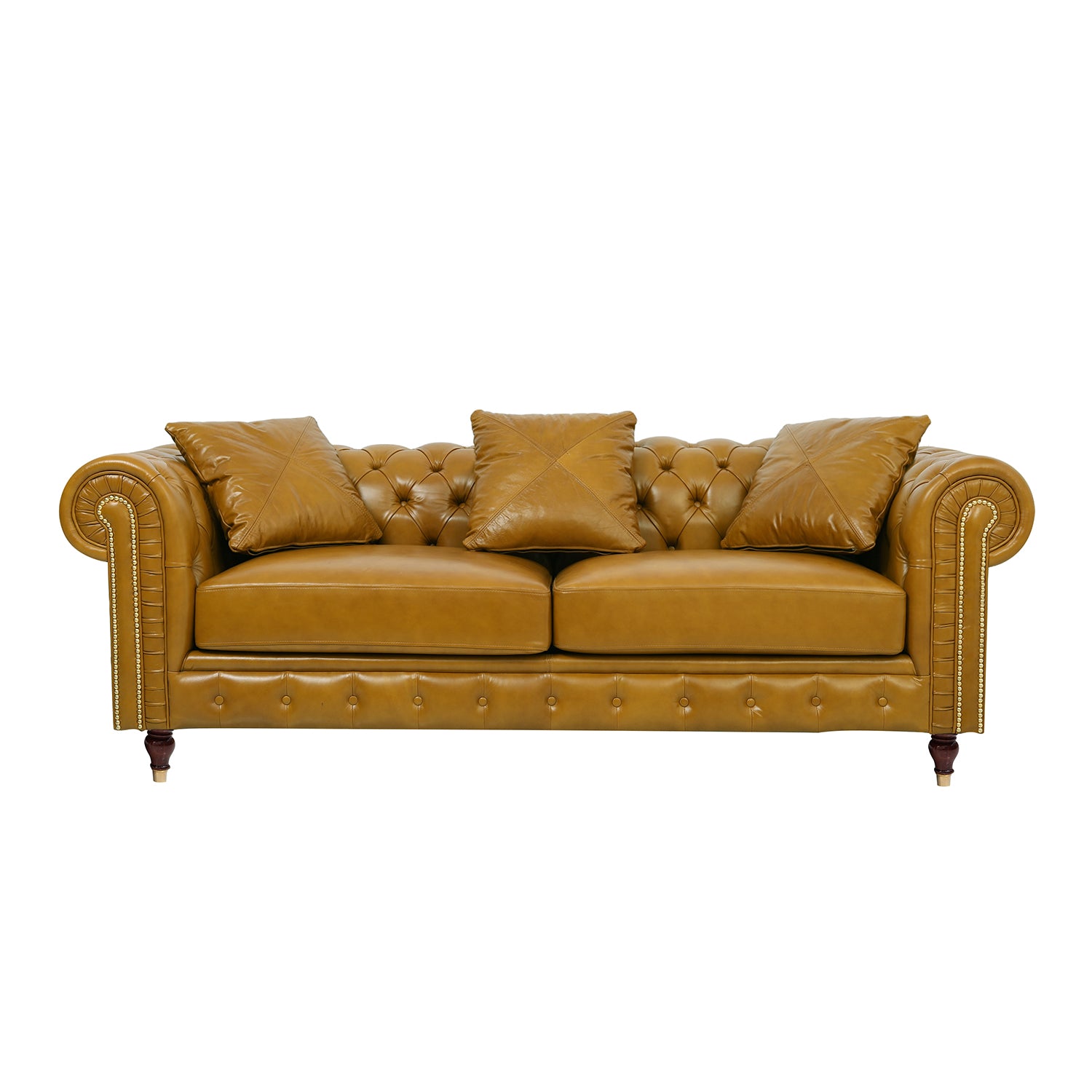 Larson Leather Sofa Cream Front Cushions