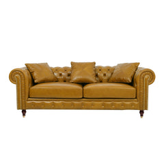 Larson Leather Sofa Cream Front Cushions