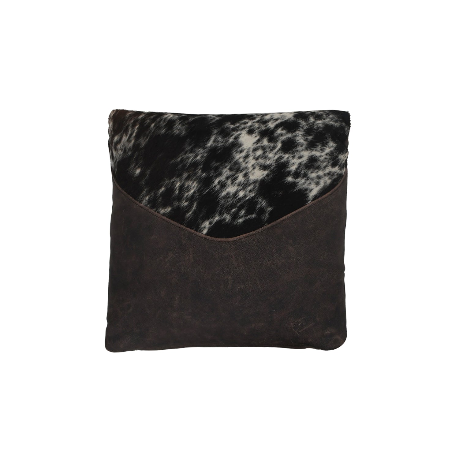 Leather Throw Pillow with Hair 1