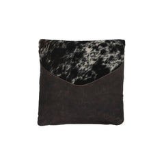 Leather Throw Pillow with Hair 1