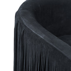 Leo Nubuck Leather Chair Ink Fringe Close Up
