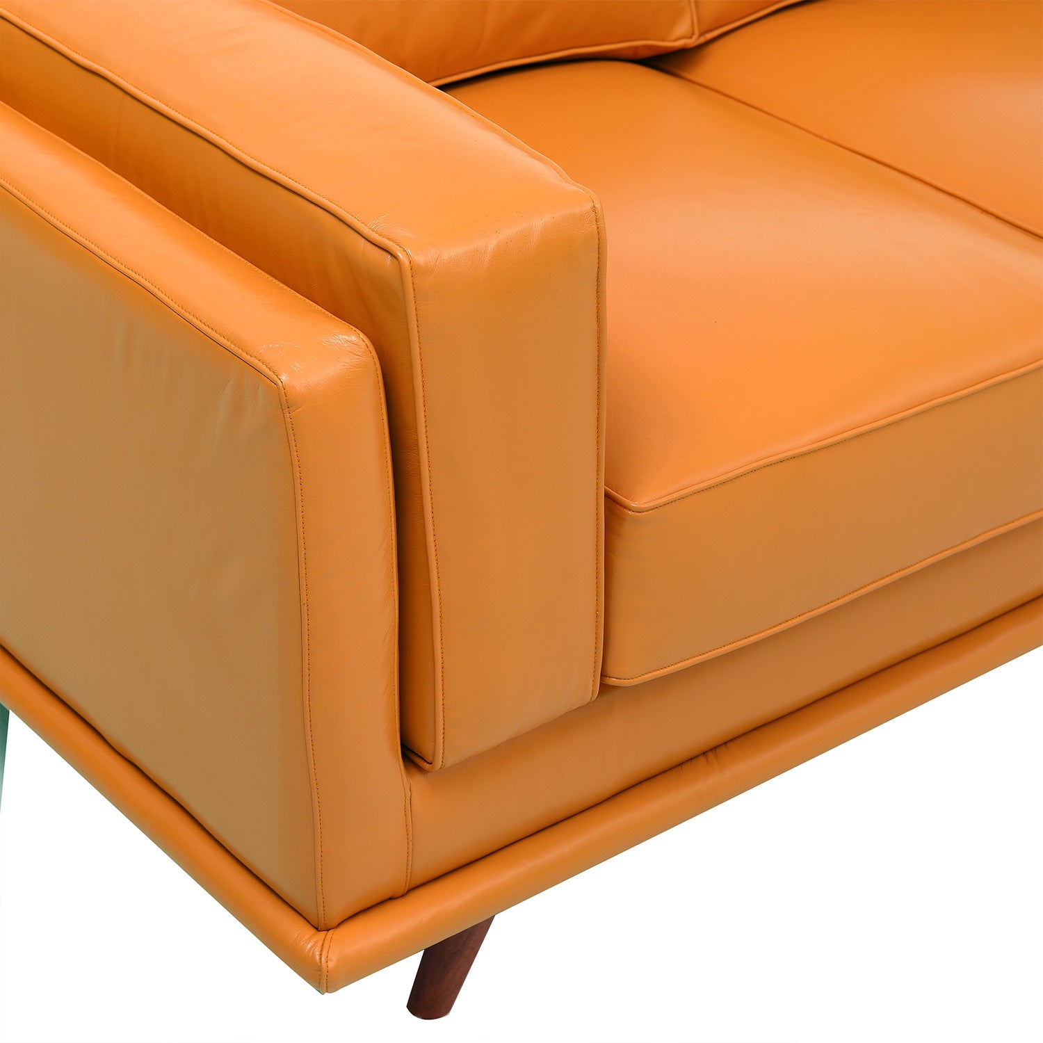 Lloyd Ara Leather Sofa Tangelo Cushion Close Up