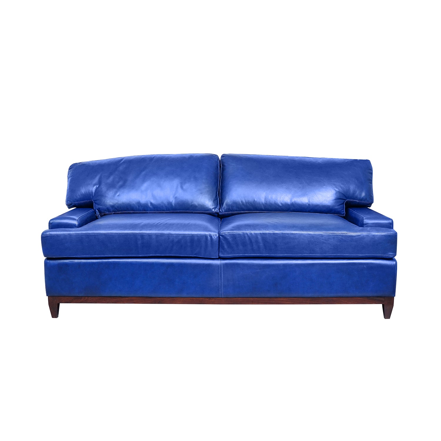 Marcel Pull Up Leather Sofa Azure Front