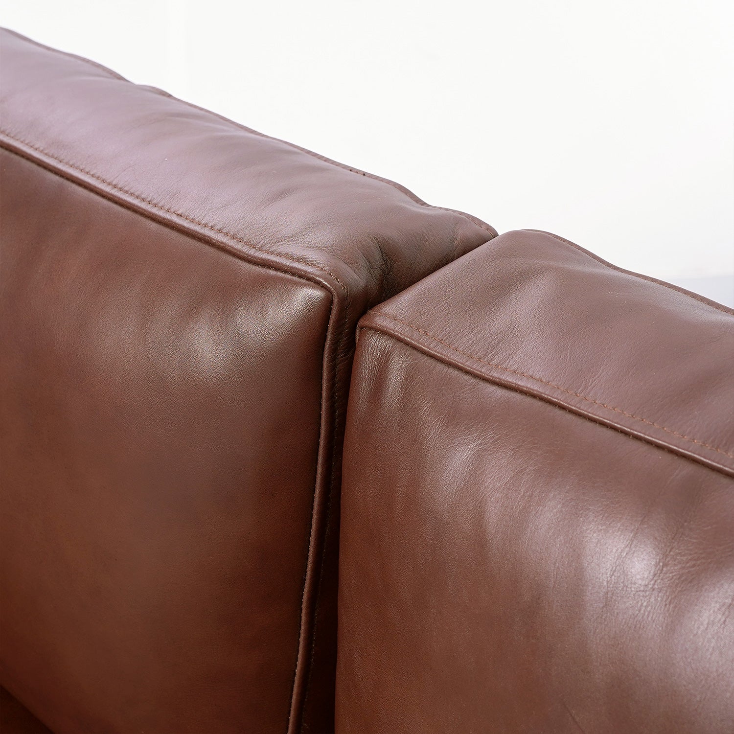 Miles Charm Leather Sofa Russet Cushion Close Up