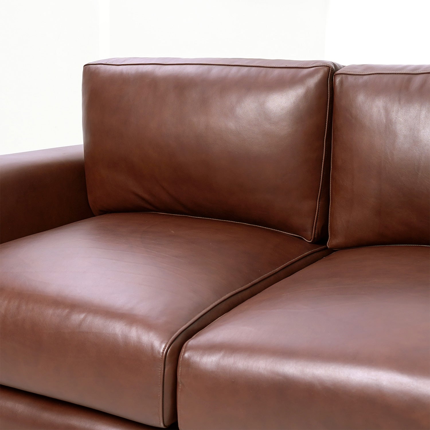 Miles Charm Leather Sofa Russet Front Close Up